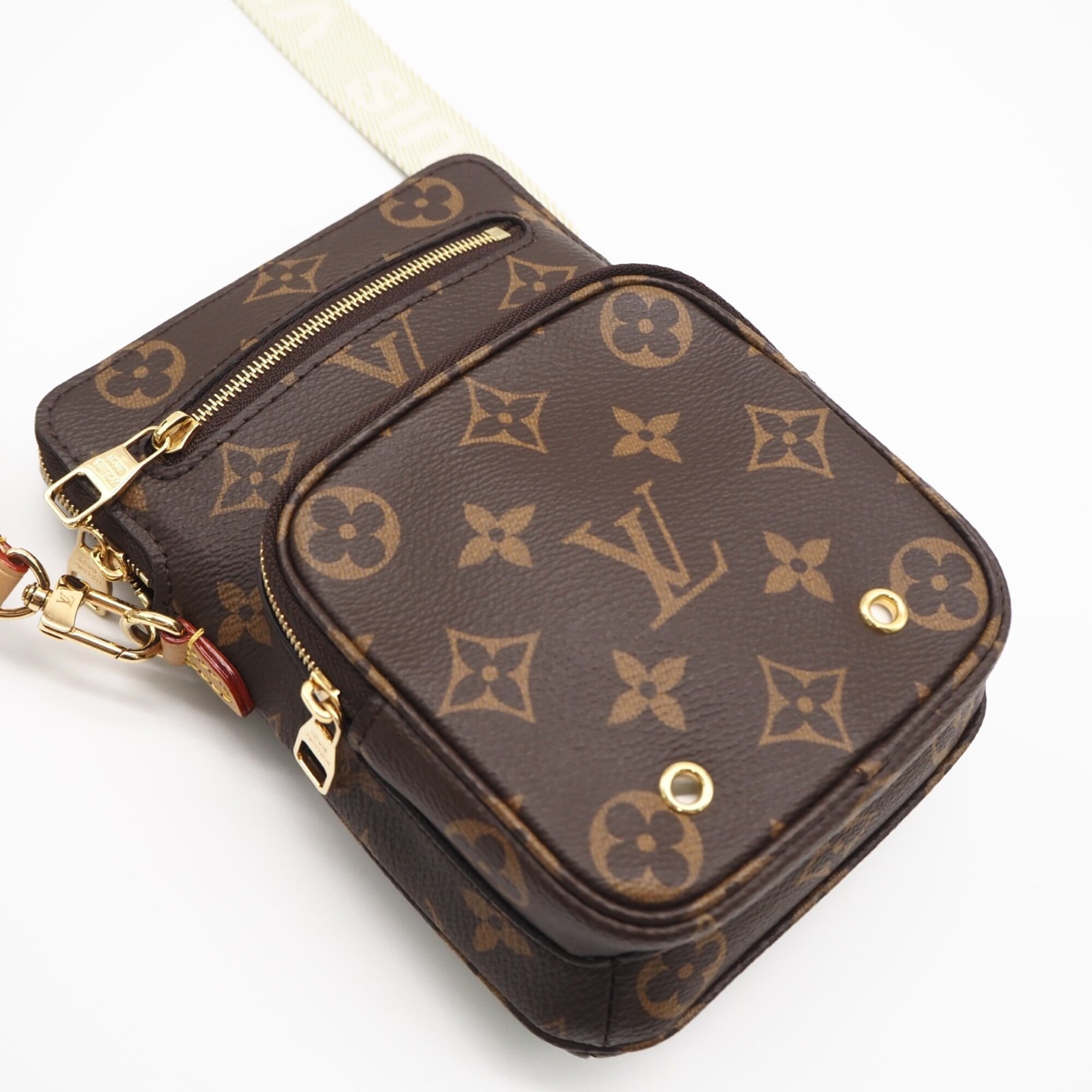 Louis Vuitton Monogram Beige Brown Coated Canvas Leather Shoulder Bag (Pre-Owned)