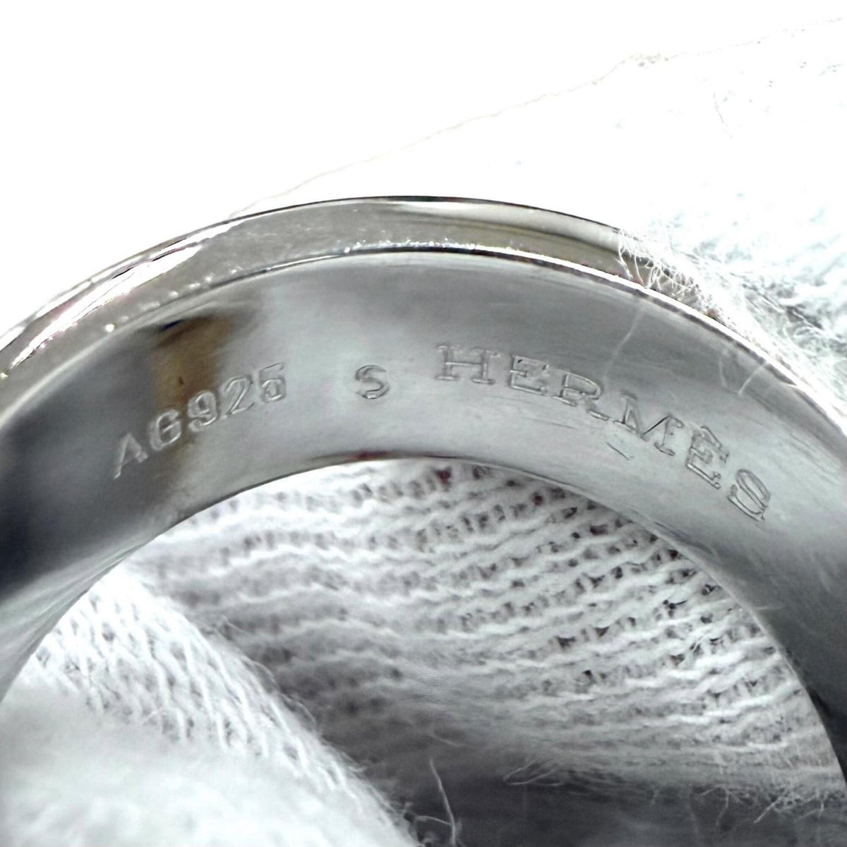 Hermes Silver Silver 925 Band Ring (Pre-Owned)