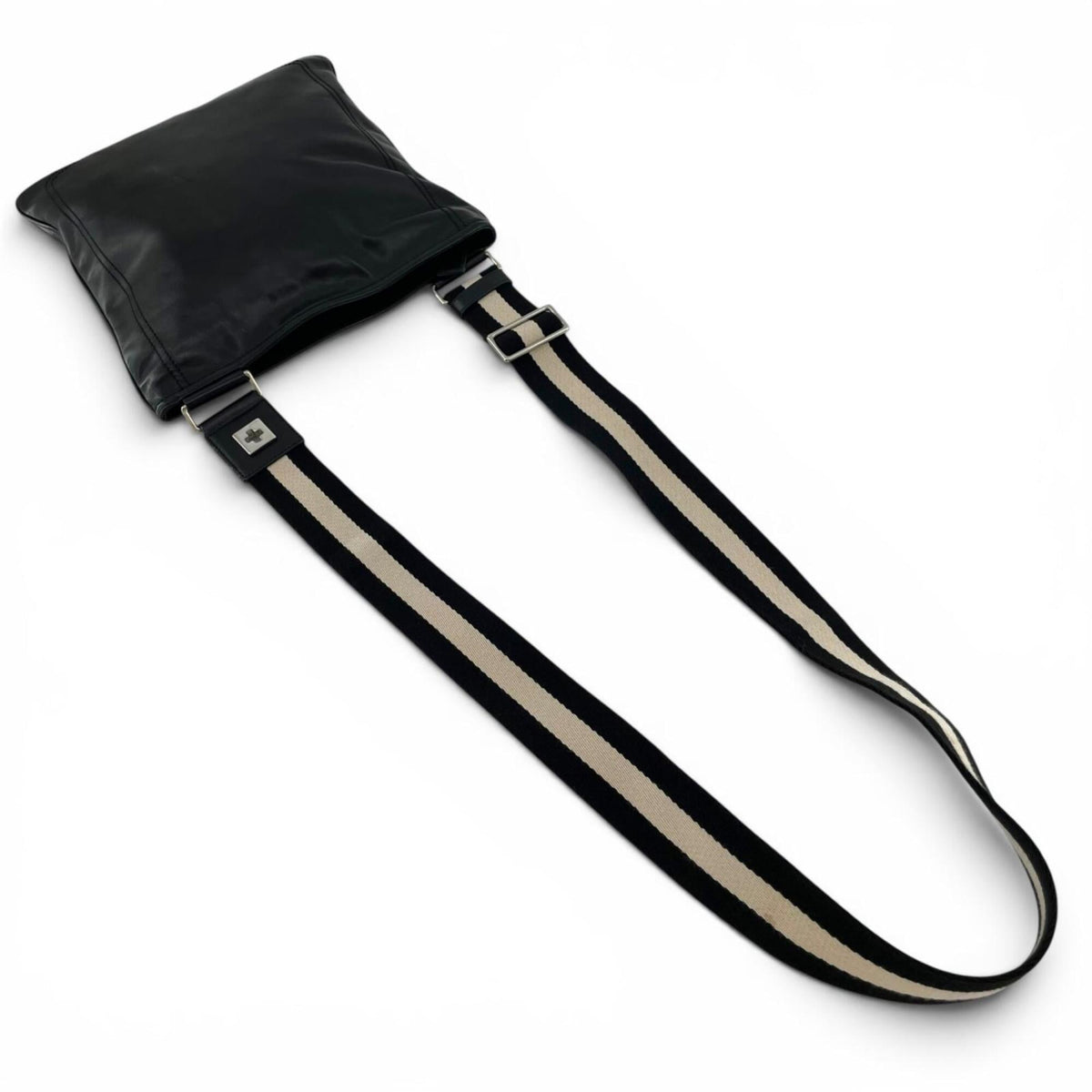 Bally Black Leather Canvas Shoulder Bag (Pre-Owned)