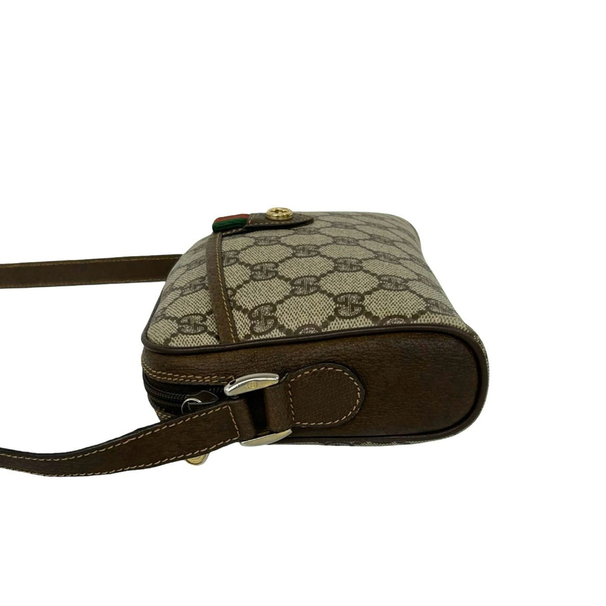 Gucci Brown Green Red Color Leather Pvc Pochette Shoulder Bag (Pre-Owned)