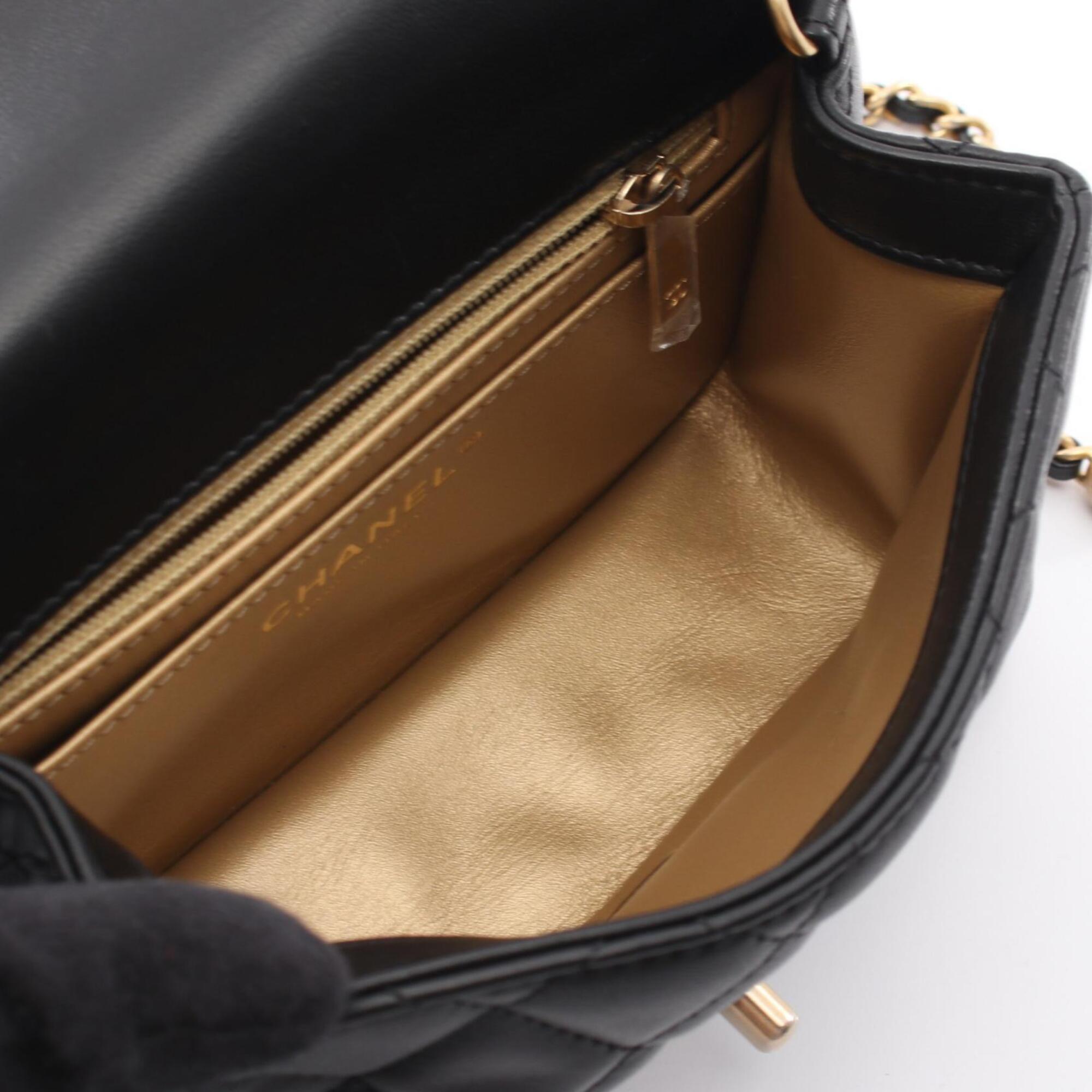Chanel Black Leather Handbag Shoulder Bag (Pre-Owned)