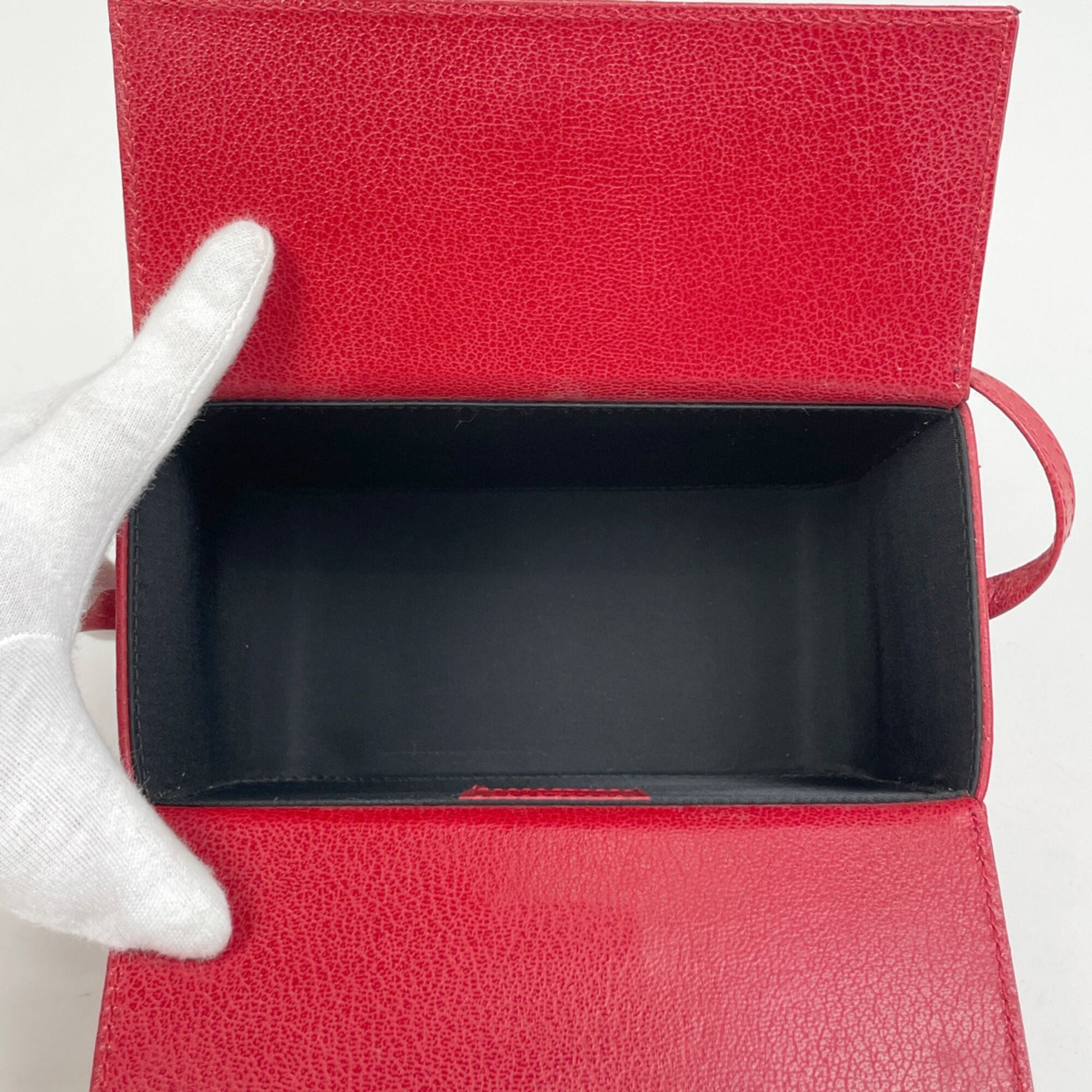 Christian Dior Red Color Leather Handbag Vanity Bag (Pre-Owned)