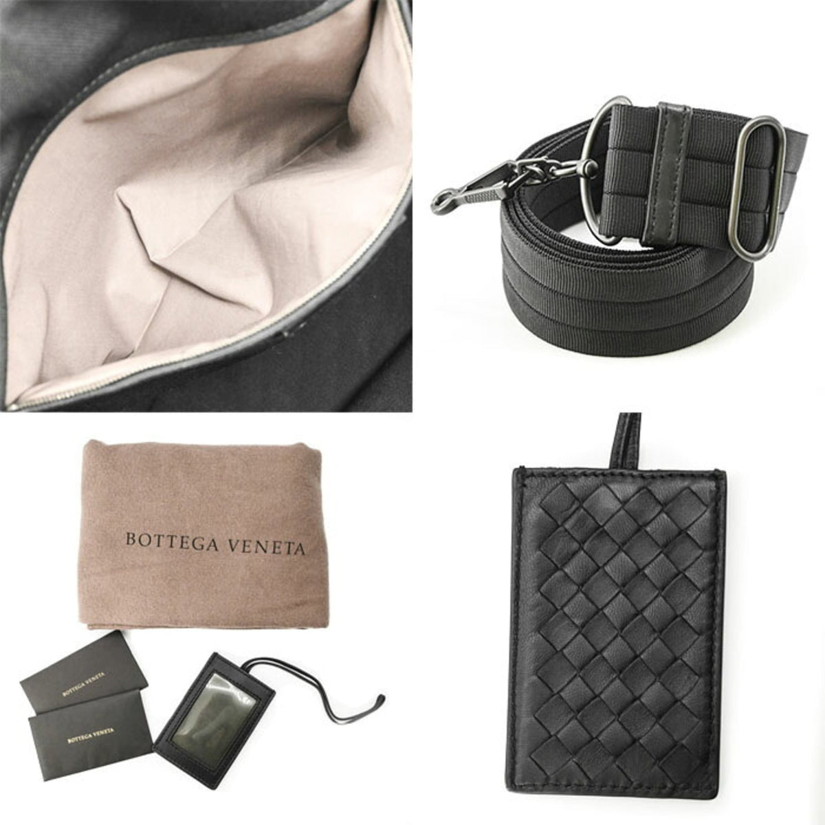 Bottega Veneta Black Canvas Shoulder Bag (Pre-Owned)