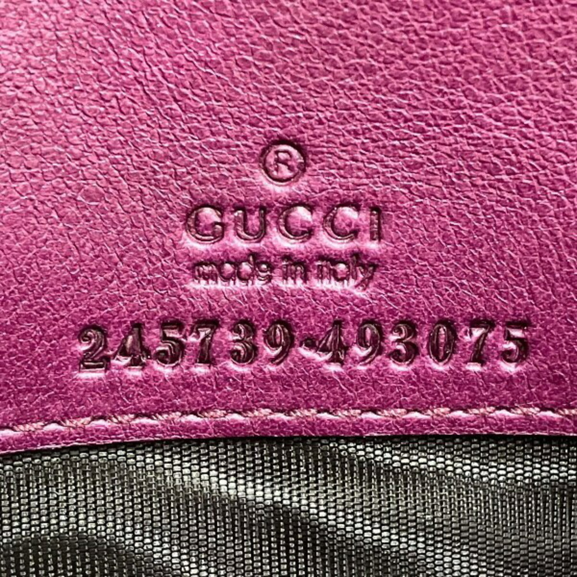 Gucci Pink Purple Red Color Leather Long Wallet (Bi-Fold) (Pre-Owned)