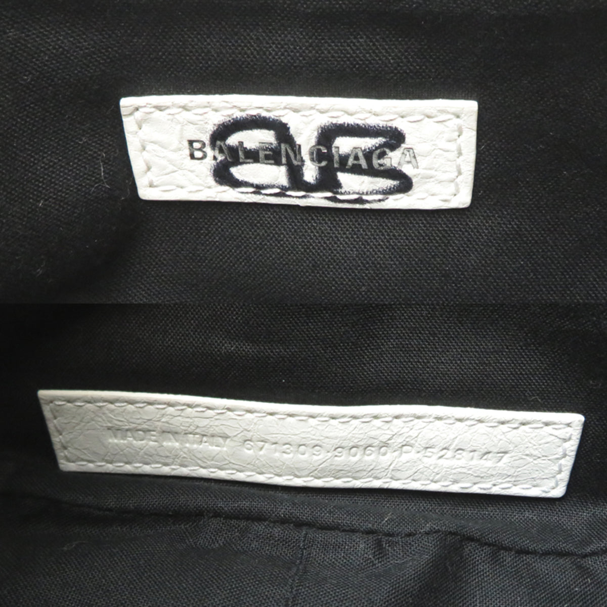 Balenciaga Black White Leather Shoulder Bag (Pre-Owned)