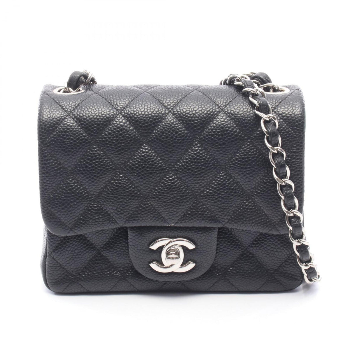 Chanel Black Grained Calfskin Handbag Shoulder Bag (Pre-Owned)