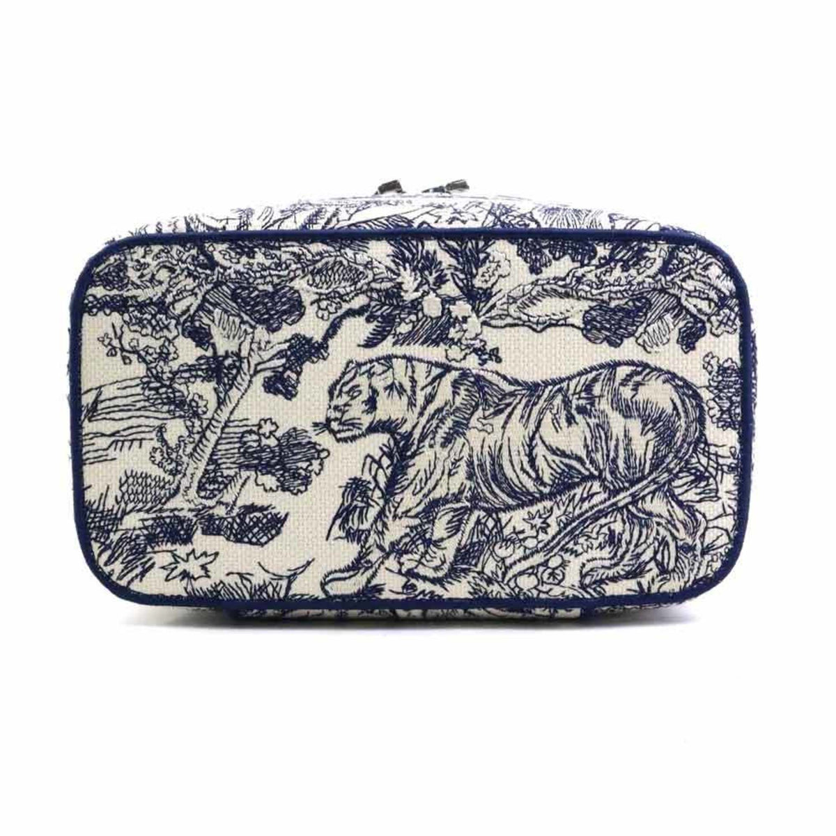 Christian Dior Navy White Canvas Handbag Vanity Bag (Pre-Owned)