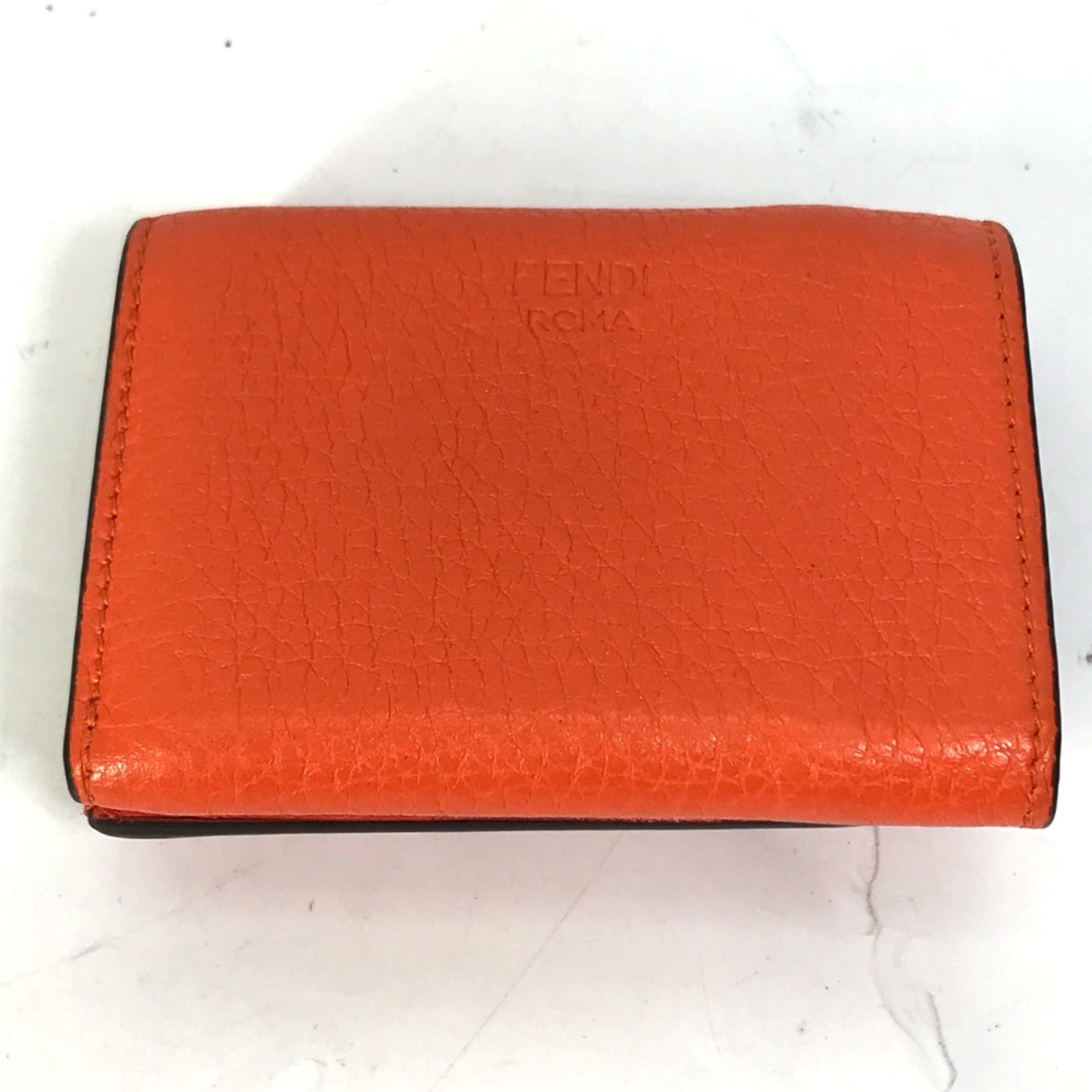 Fendi Orange Leather Wallet (Tri-Fold) (Pre-Owned)