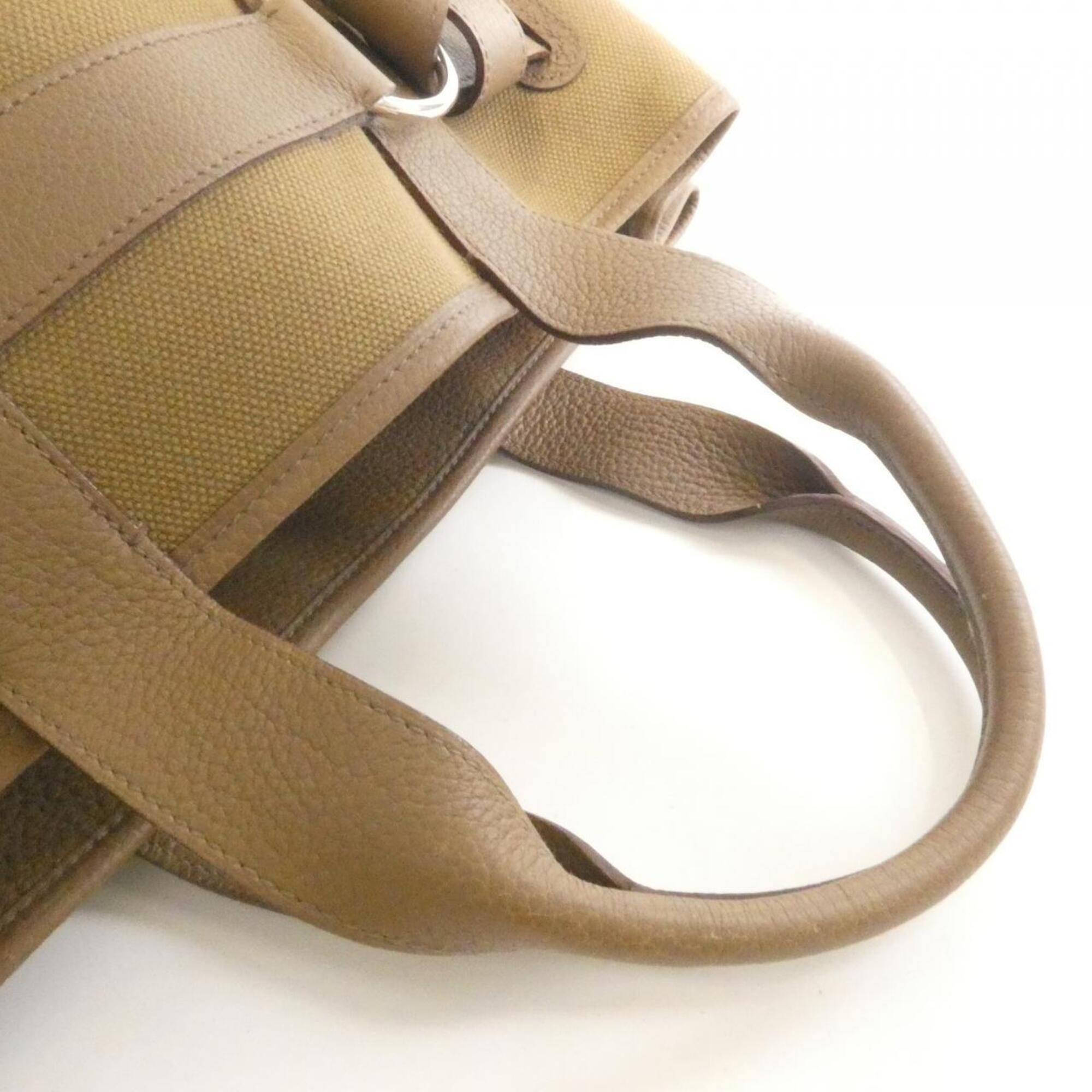 Hermes Khaki Canvas Handbag (Pre-Owned)