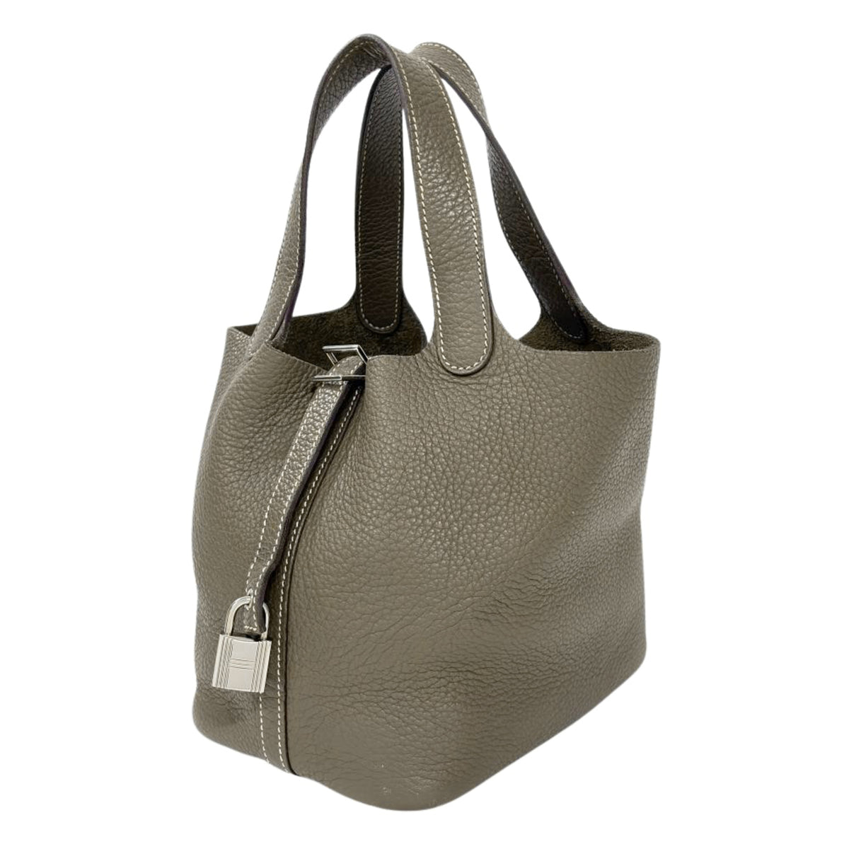 Hermes Picotin Etoupe Gray Gray Taurillon Clemence Leather Handbag (Pre-Owned)