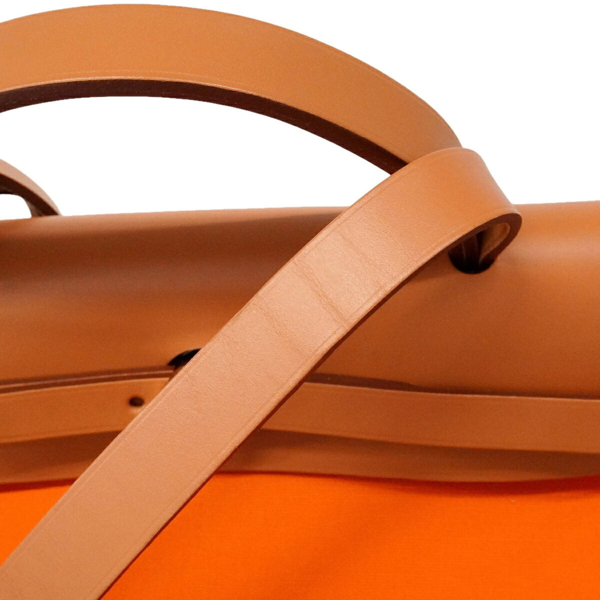 Hermes Natural Orange Toile Officier Handbag (Pre-Owned)