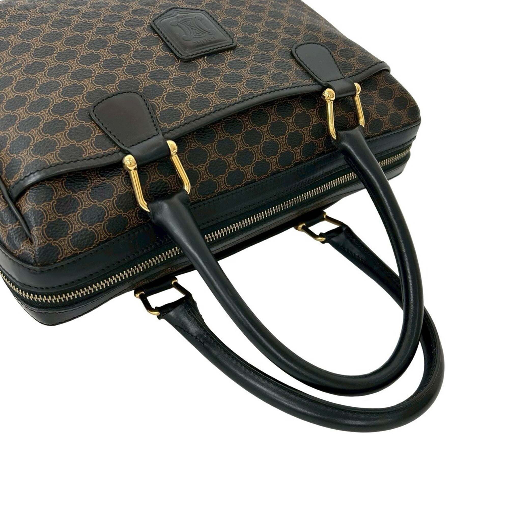 Celine Black Brown Leather Pvc Boston Bag Handbag (Pre-Owned)