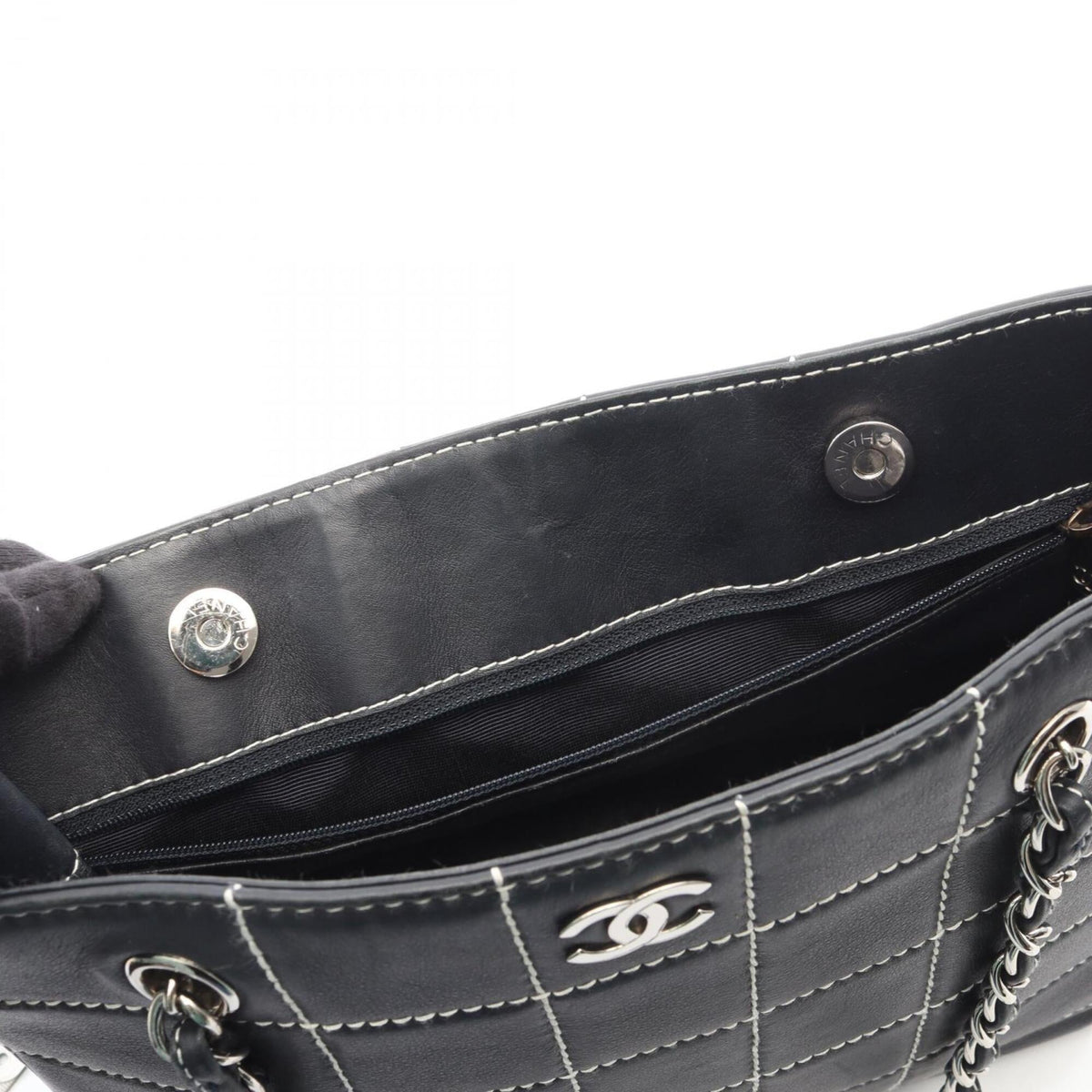 Chanel Navy Leather Handbag Tote Bag (Pre-Owned)