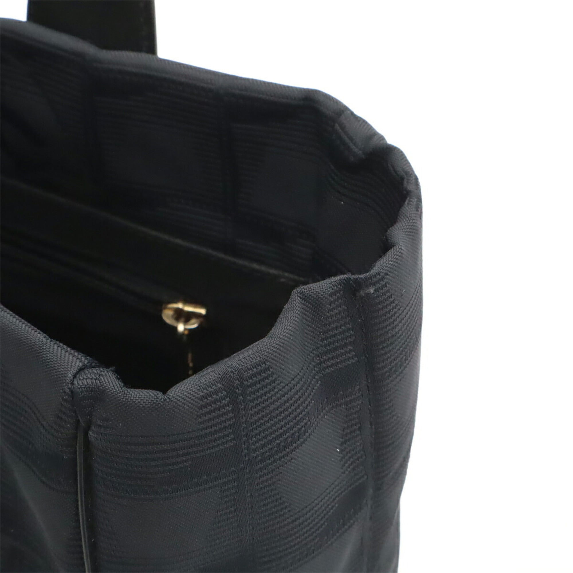 Chanel Black Nylon Leather Shoulder Bag Tote Bag (Pre-Owned)