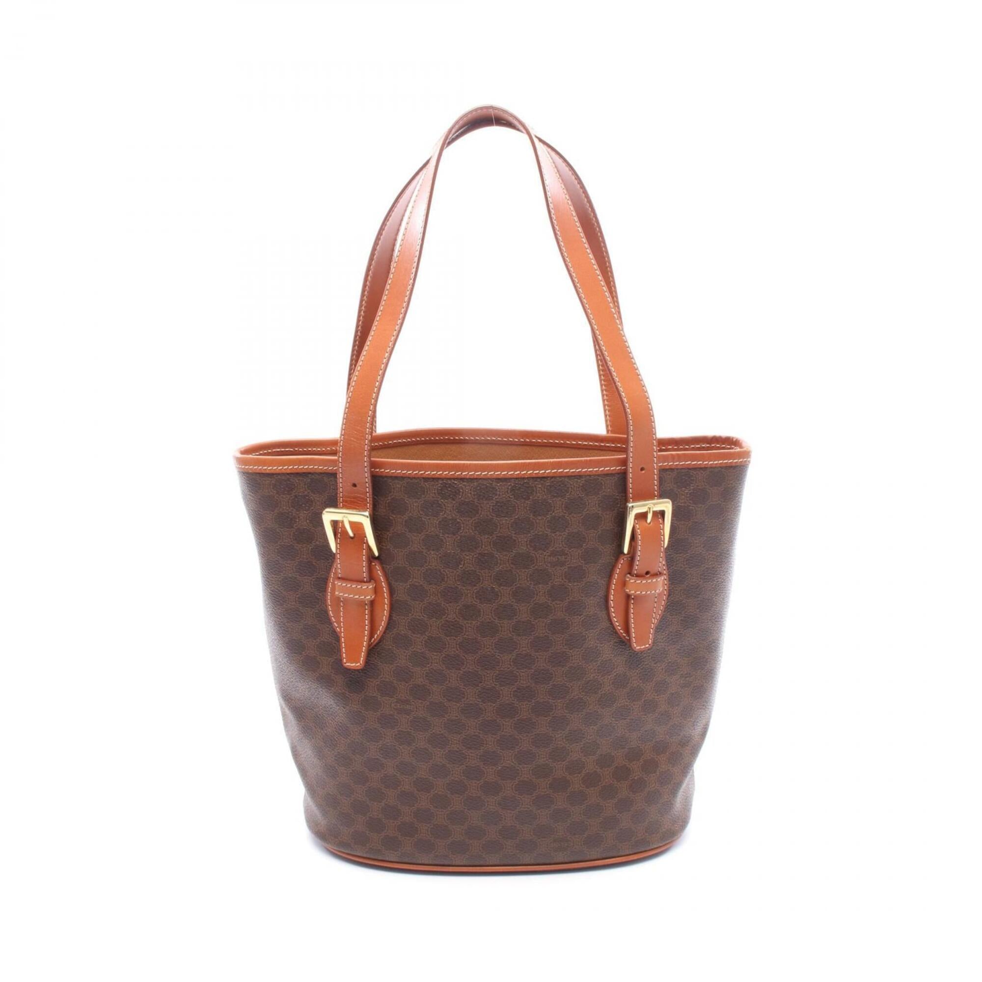 Celine Brown Coated Canvas Leather Handbag Tote Bag (Pre-Owned)
