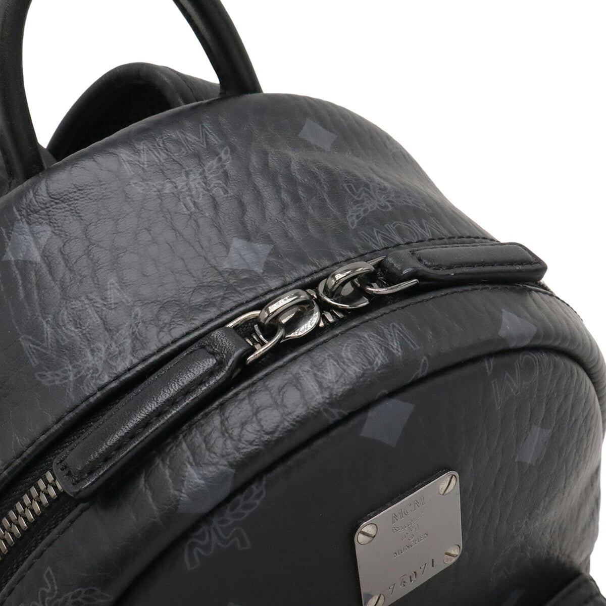 Mcm Visetos Black Coated Canvas Pvc Leather Backpack (Pre-Owned)