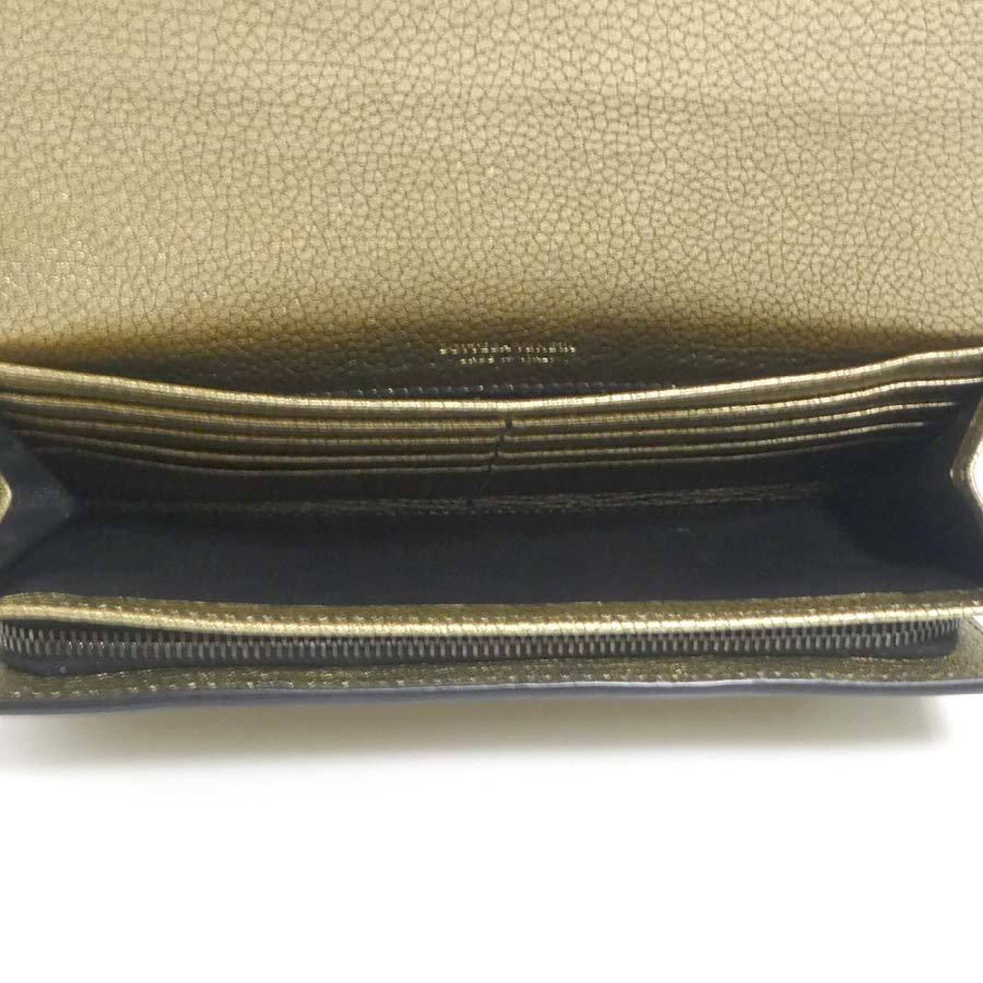 Bottega Veneta Gold Intrecciato Long Wallet (Bi-Fold) (Pre-Owned)