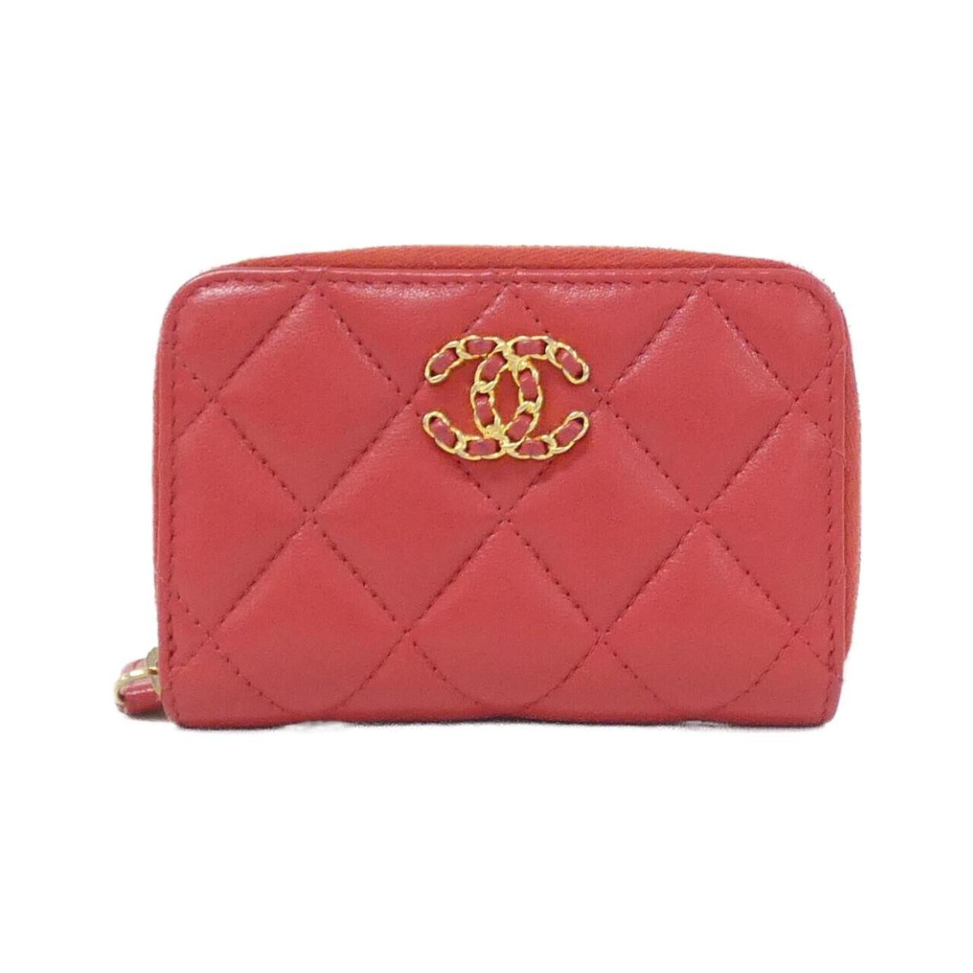 Chanel Red Color Leather Coin Purse/Coin Case (Pre-Owned)