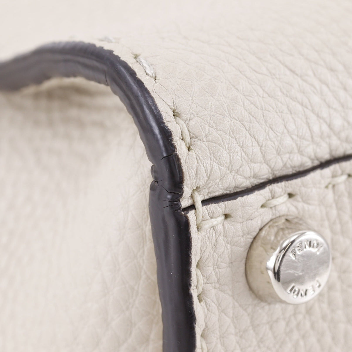 Fendi Peekaboo Light Gray Leather Handbag (Pre-Owned)
