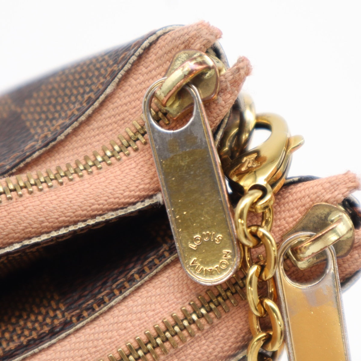 Louis Vuitton Beige Pink Brown Damier Canvas Galle Coated Canvas Leather Pochette Shoulder Bag (Pre-Owned)