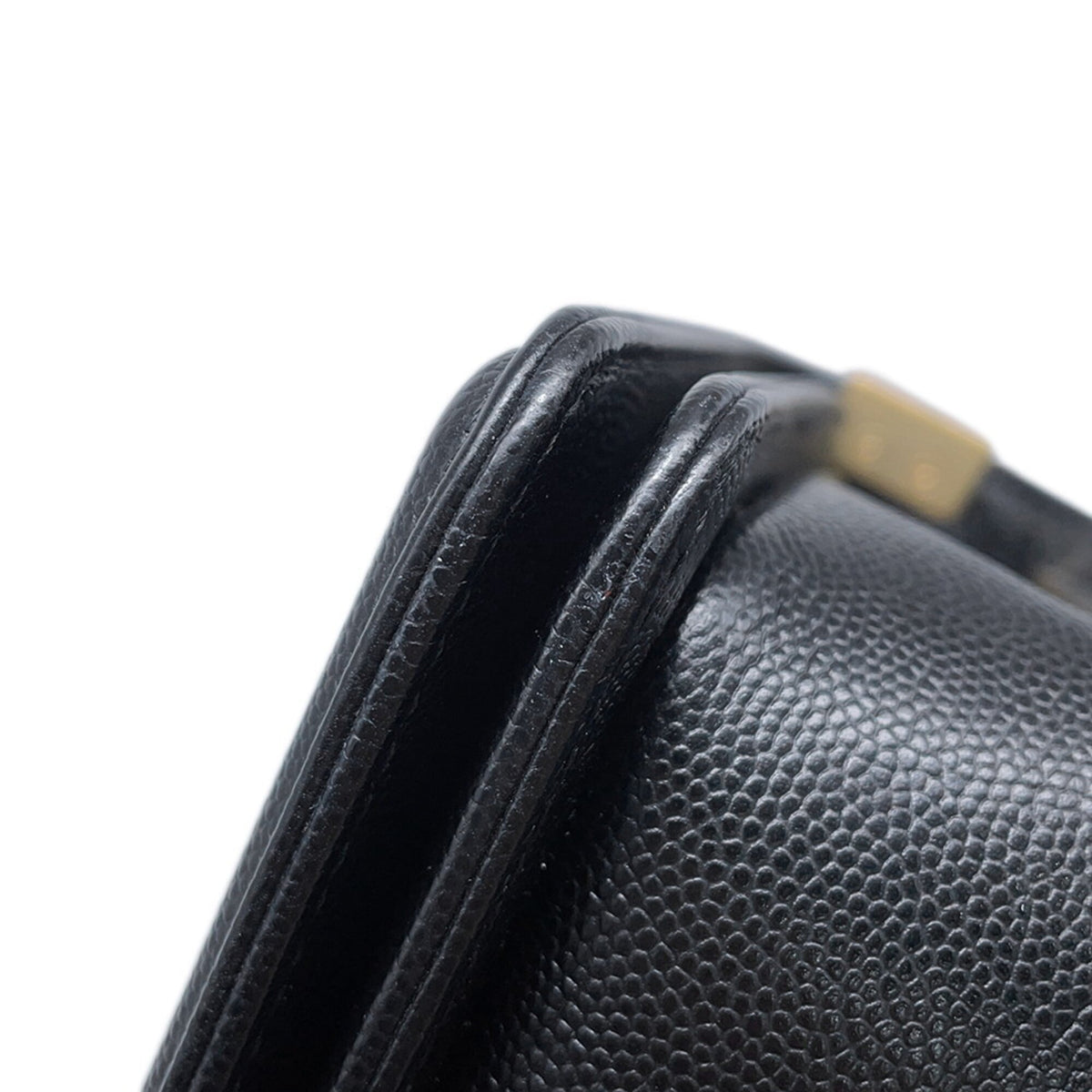 Chanel Boy Chanel Black Grained Calfskin Handbag Shoulder Bag (Pre-Owned)