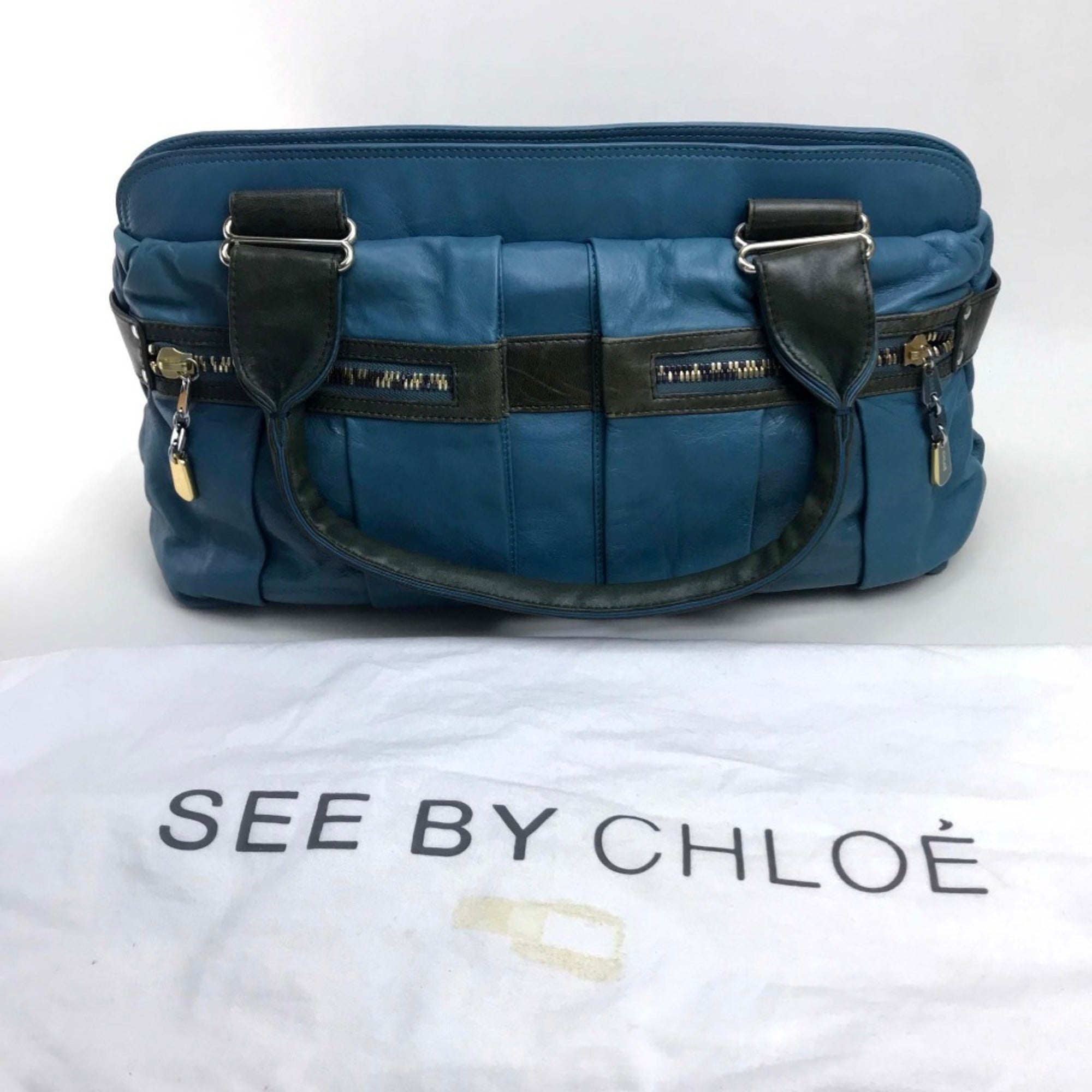 See By Chloé Blue Patent Leather Leather Handbag Shoulder Bag (Pre-Owned)