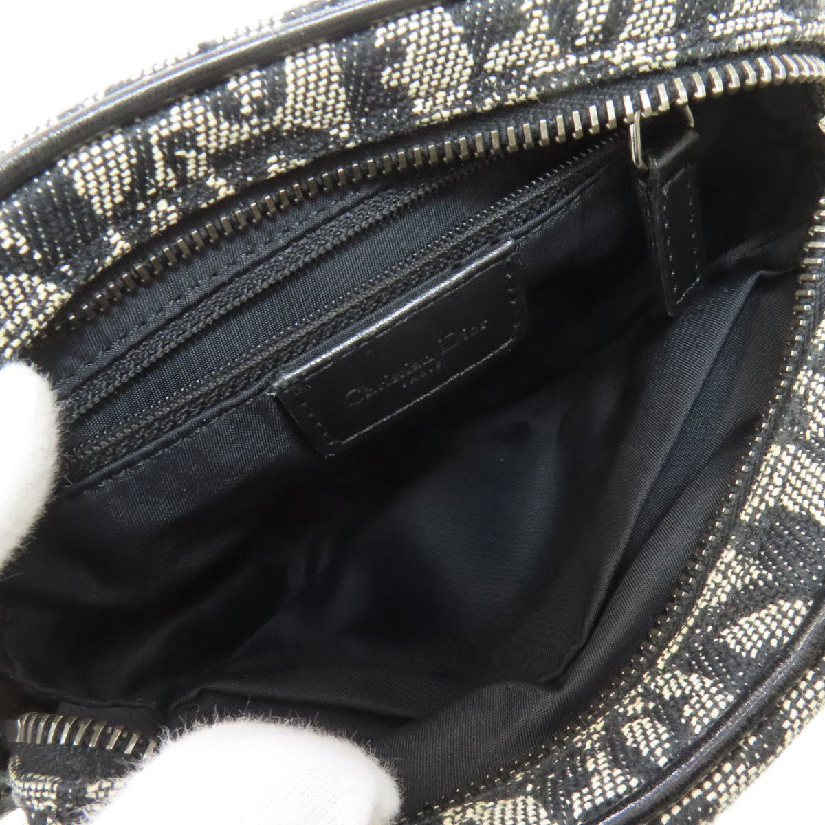 Christian Dior Trotter Black Canvas Shoulder Bag (Pre-Owned)