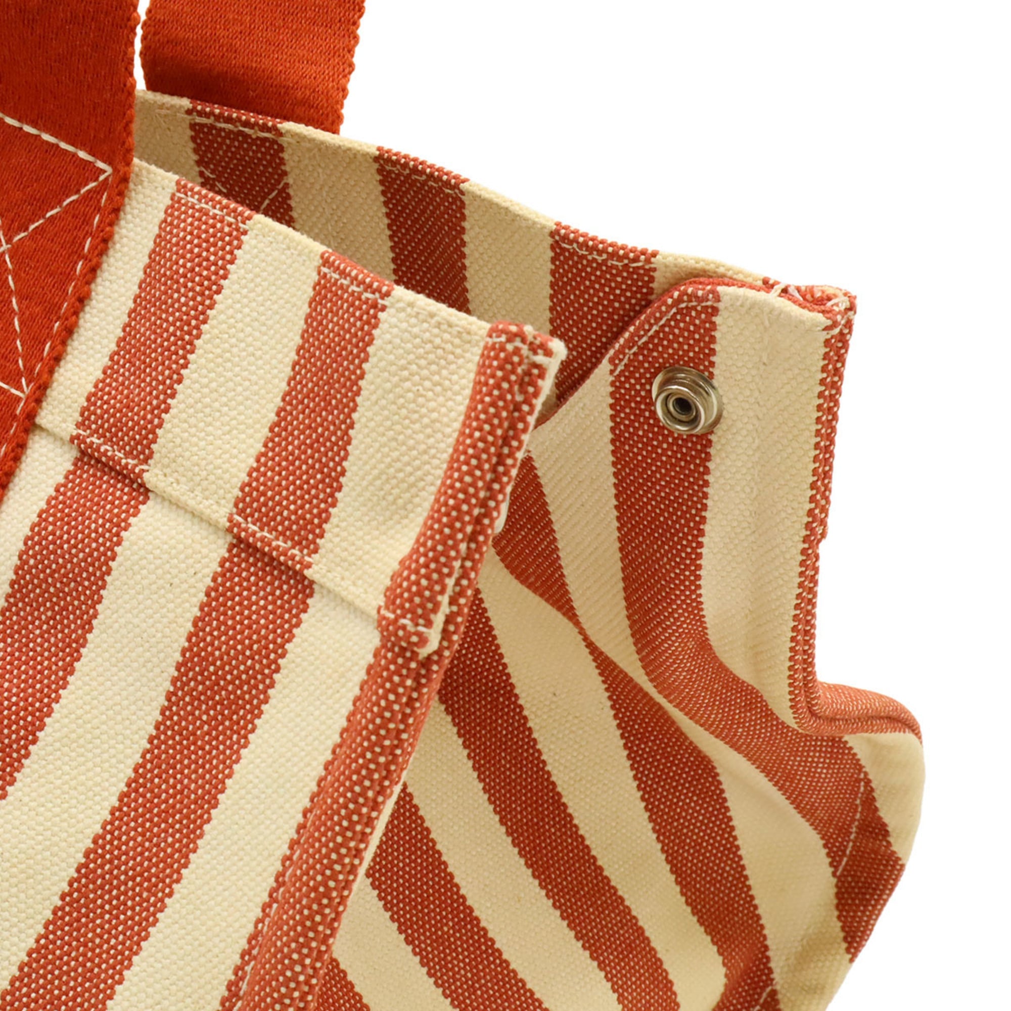 Hermes Ivory Red Color Canvas Handbag Tote Bag (Pre-Owned)