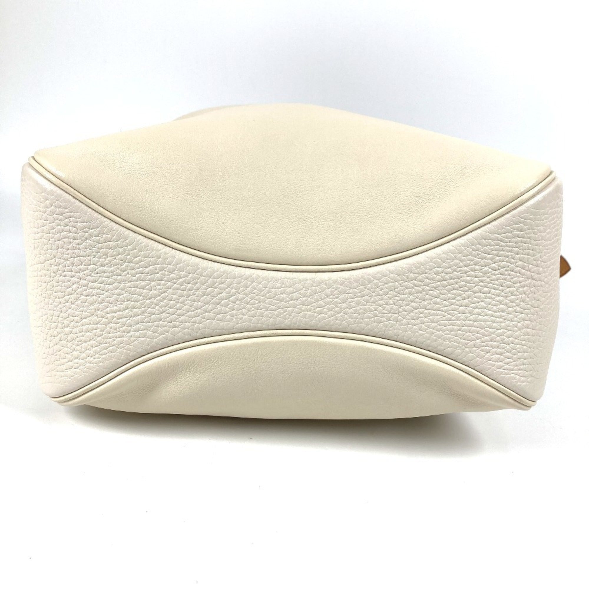 Hermes Brown Ivory Leather Shoulder Bag Tote Bag (Pre-Owned)