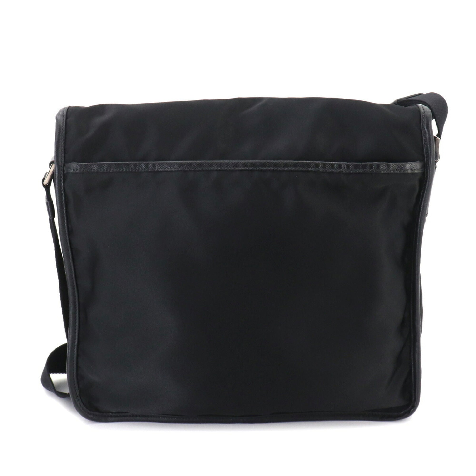 Prada Black Nylon Leather Handbag Messenger Bag Shoulder Bag (Pre-Owned)