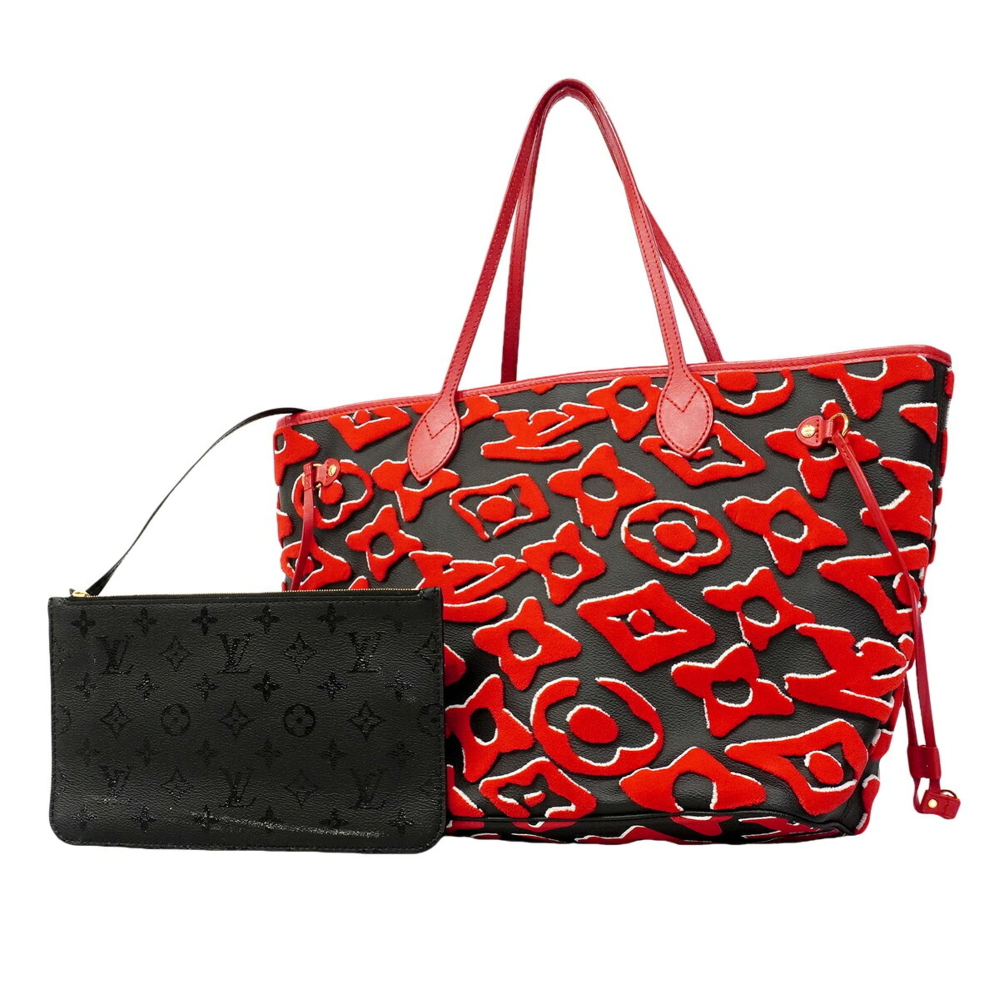 Louis Vuitton Black Red Color Tote Bag (Pre-Owned)