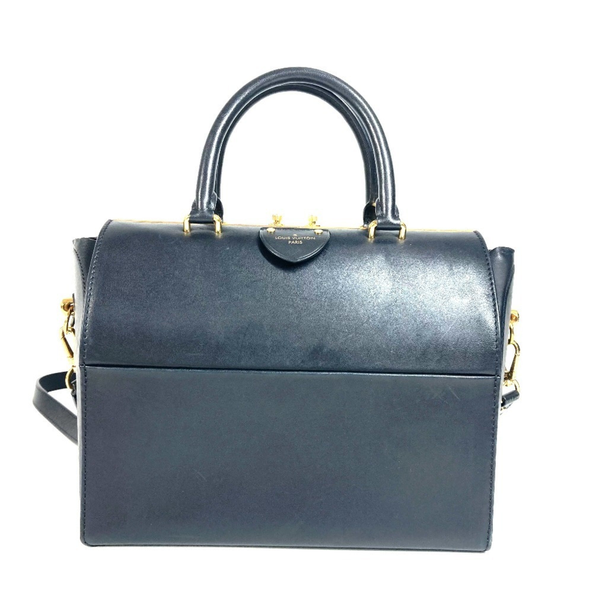Louis Vuitton Black Leather Handbag Shoulder Bag (Pre-Owned)