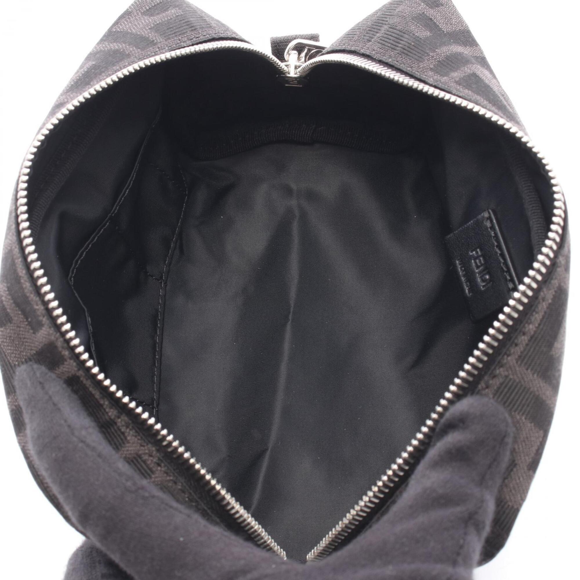 Fendi Black Gray Canvas Leather Handbag Pouch (Pre-Owned)