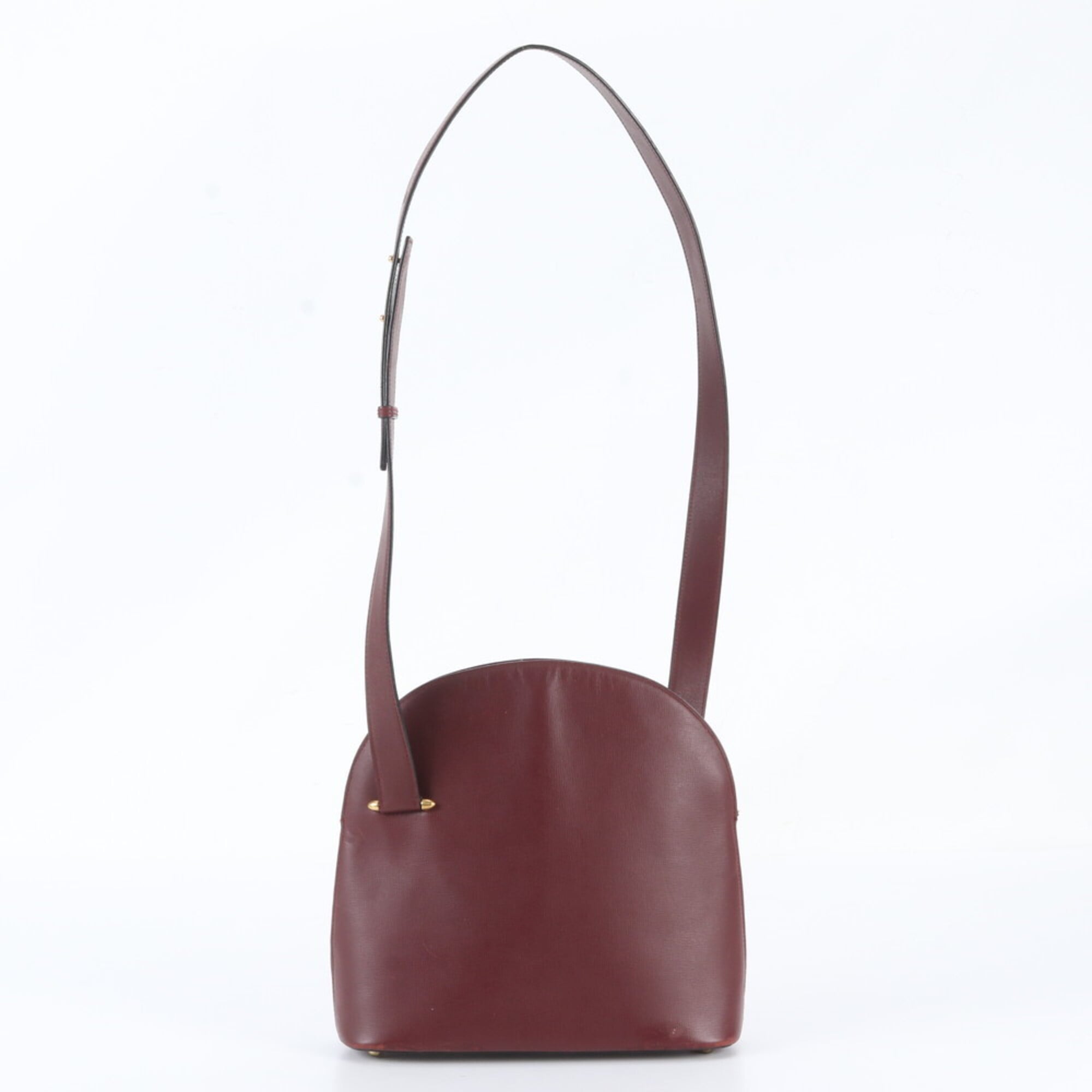 Cartier Wine Red Leather Handbag Shoulder Bag (Pre-Owned)