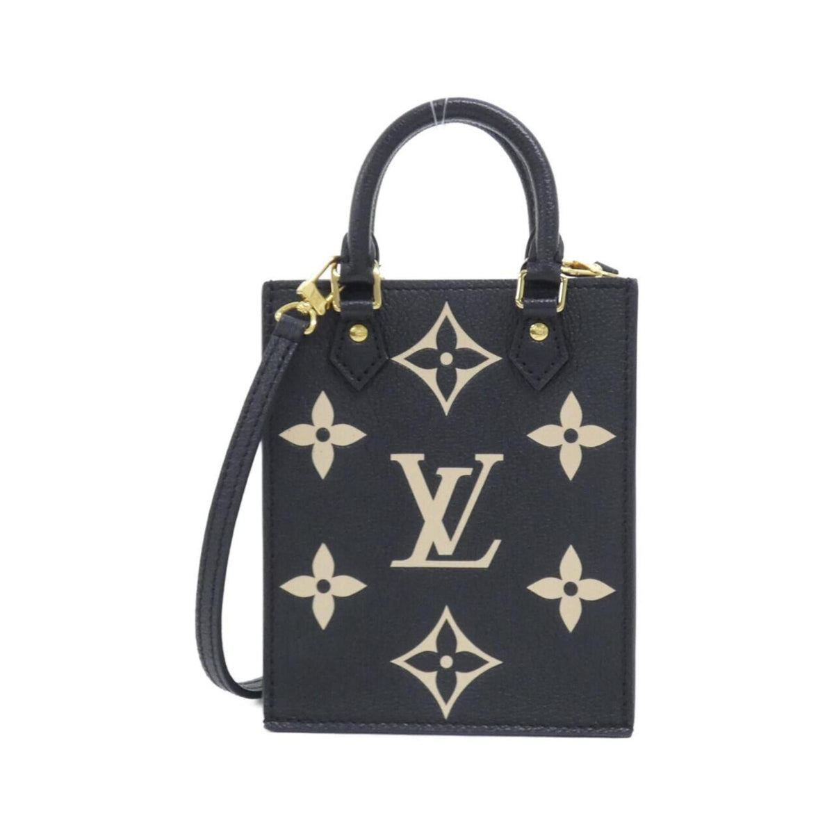 Louis Vuitton Beige Black Leather Shoulder Bag (Pre-Owned)