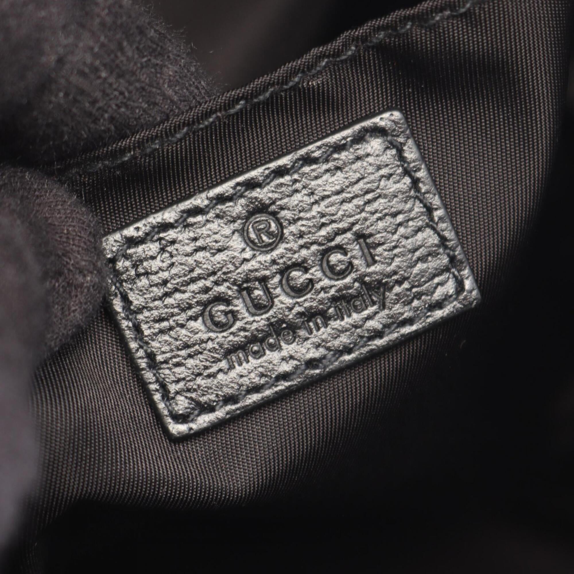 Gucci Black Leather Nylon Canvas Fanny Pack Handbag (Pre-Owned)