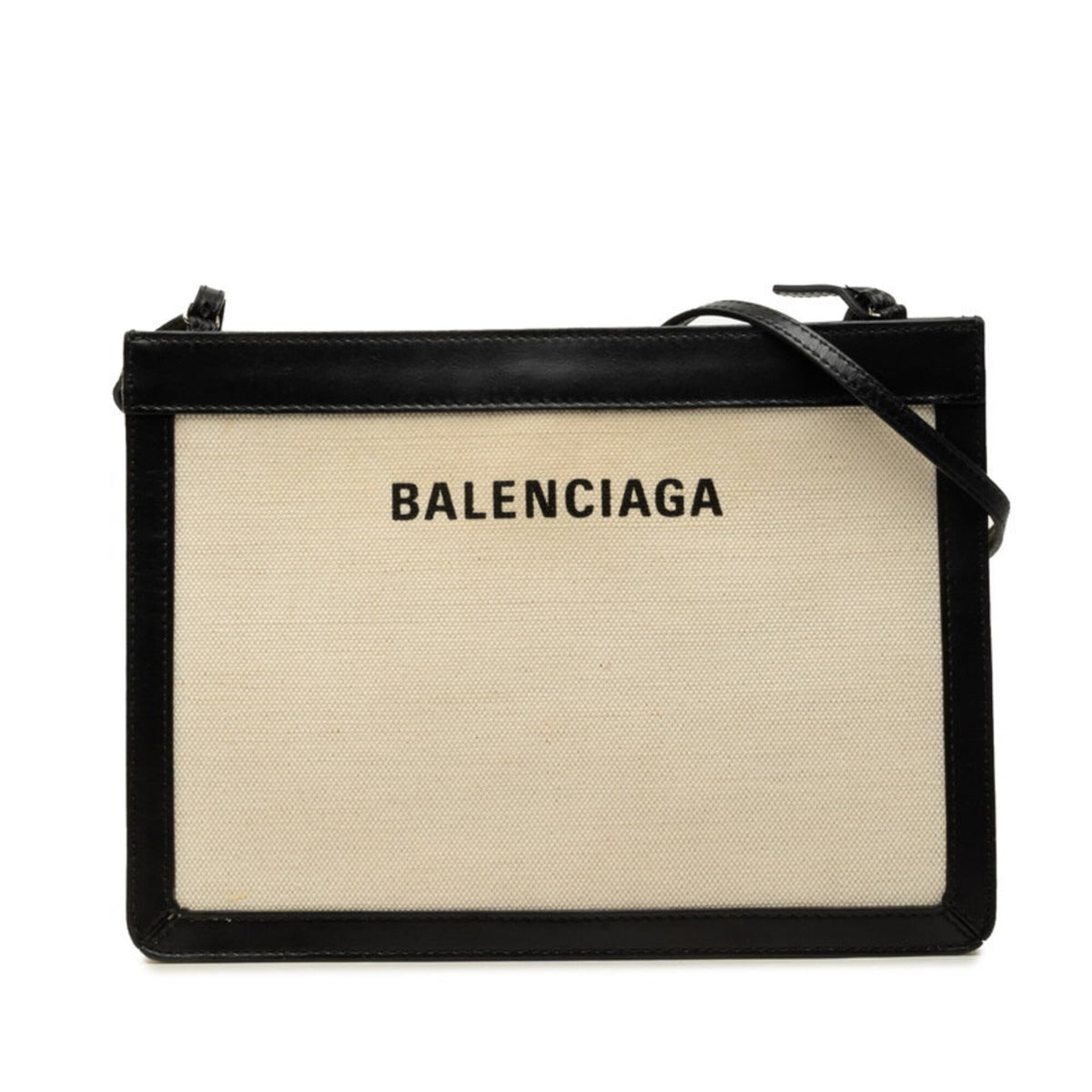 Balenciaga Black White Canvas Leather Shoulder Bag (Pre-Owned)