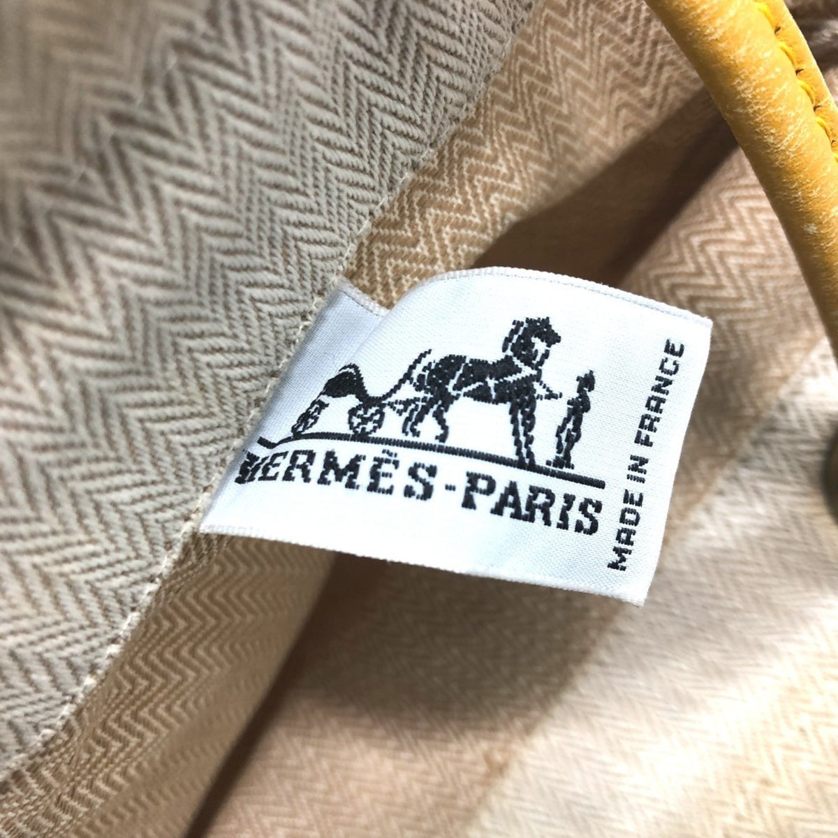 Hermes Beige Brown Toile Chevron Shoulder Bag (Pre-Owned)