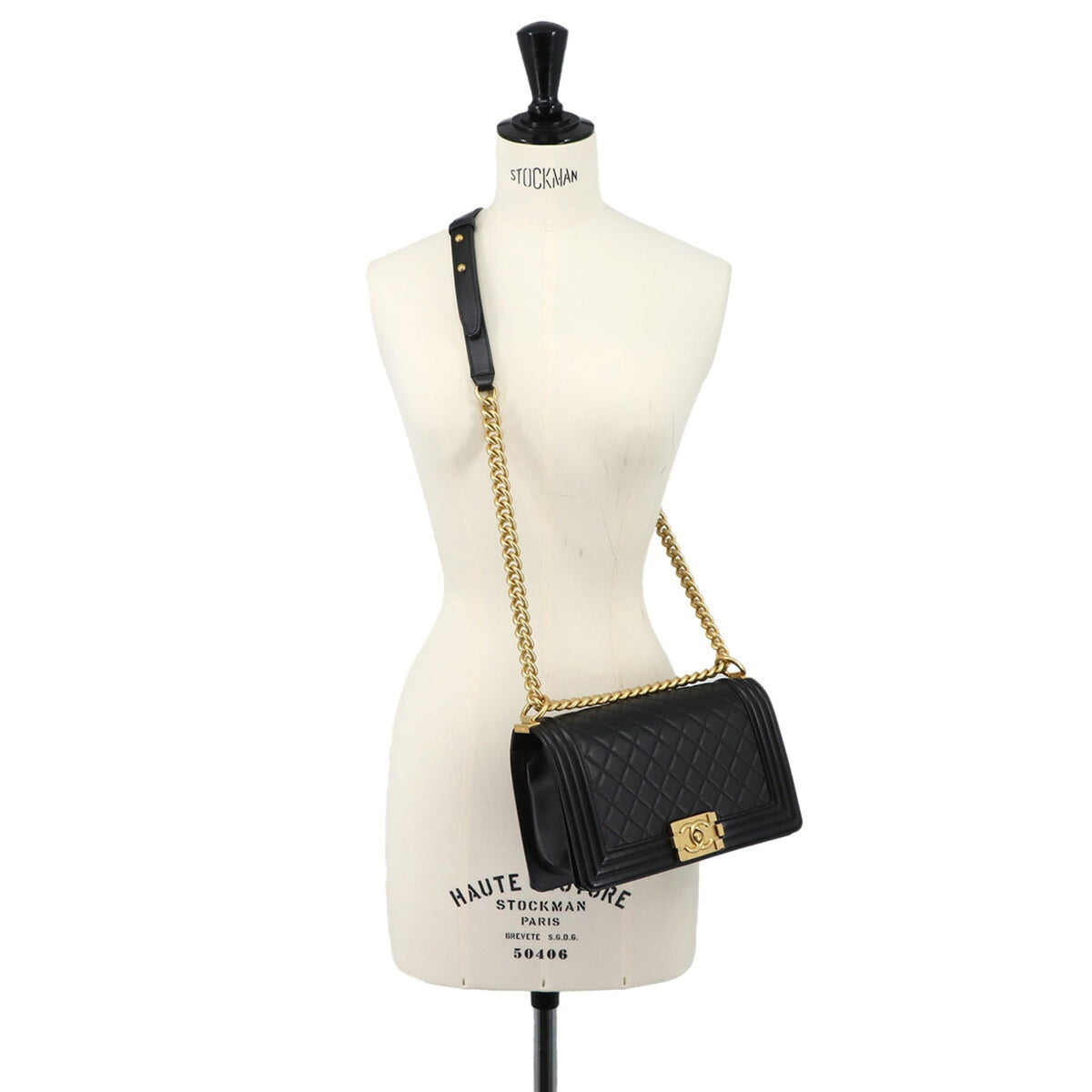 Chanel Black Leather Handbag Shoulder Bag (Pre-Owned)