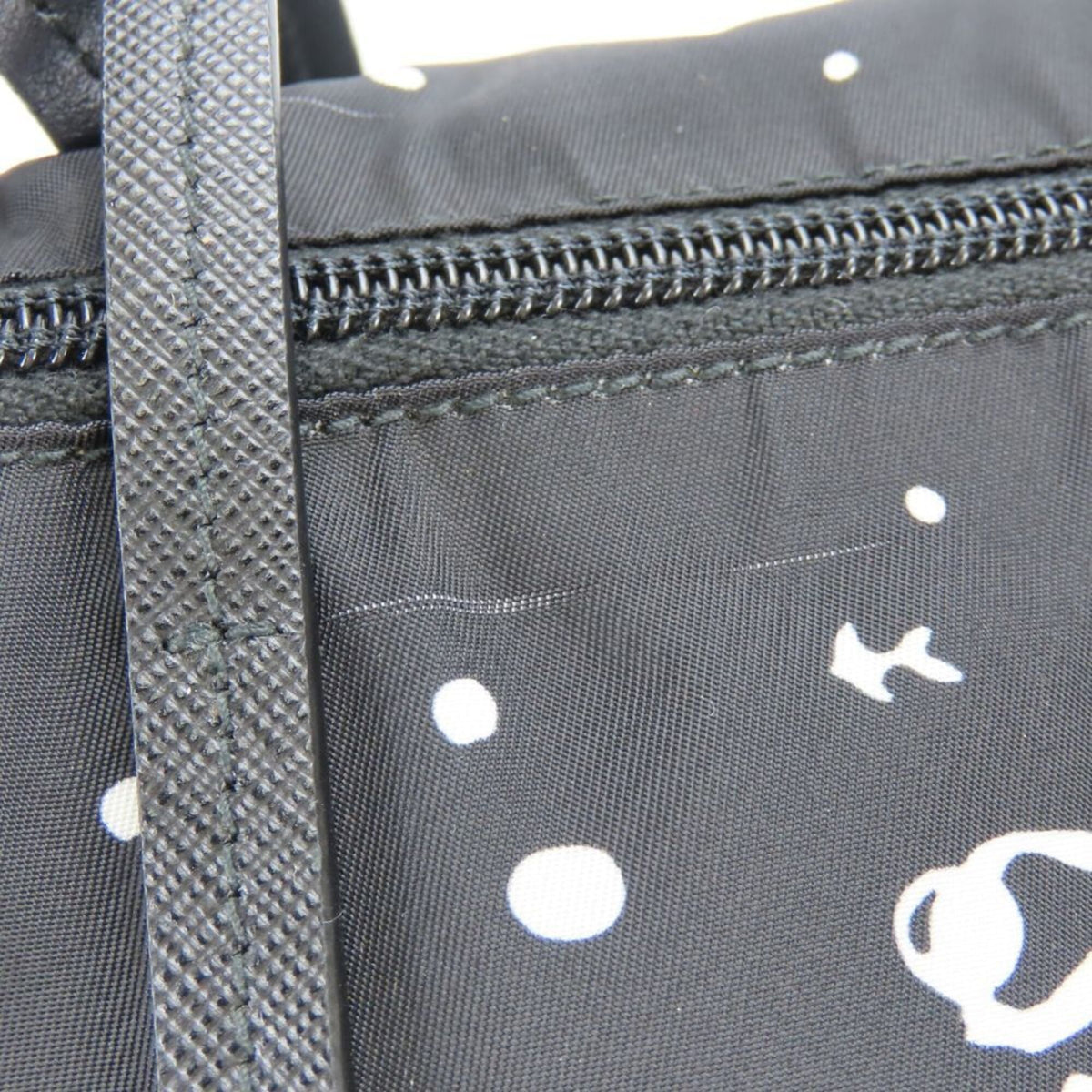 Prada Black Green Nylon Leather Tote Bag (Pre-Owned)