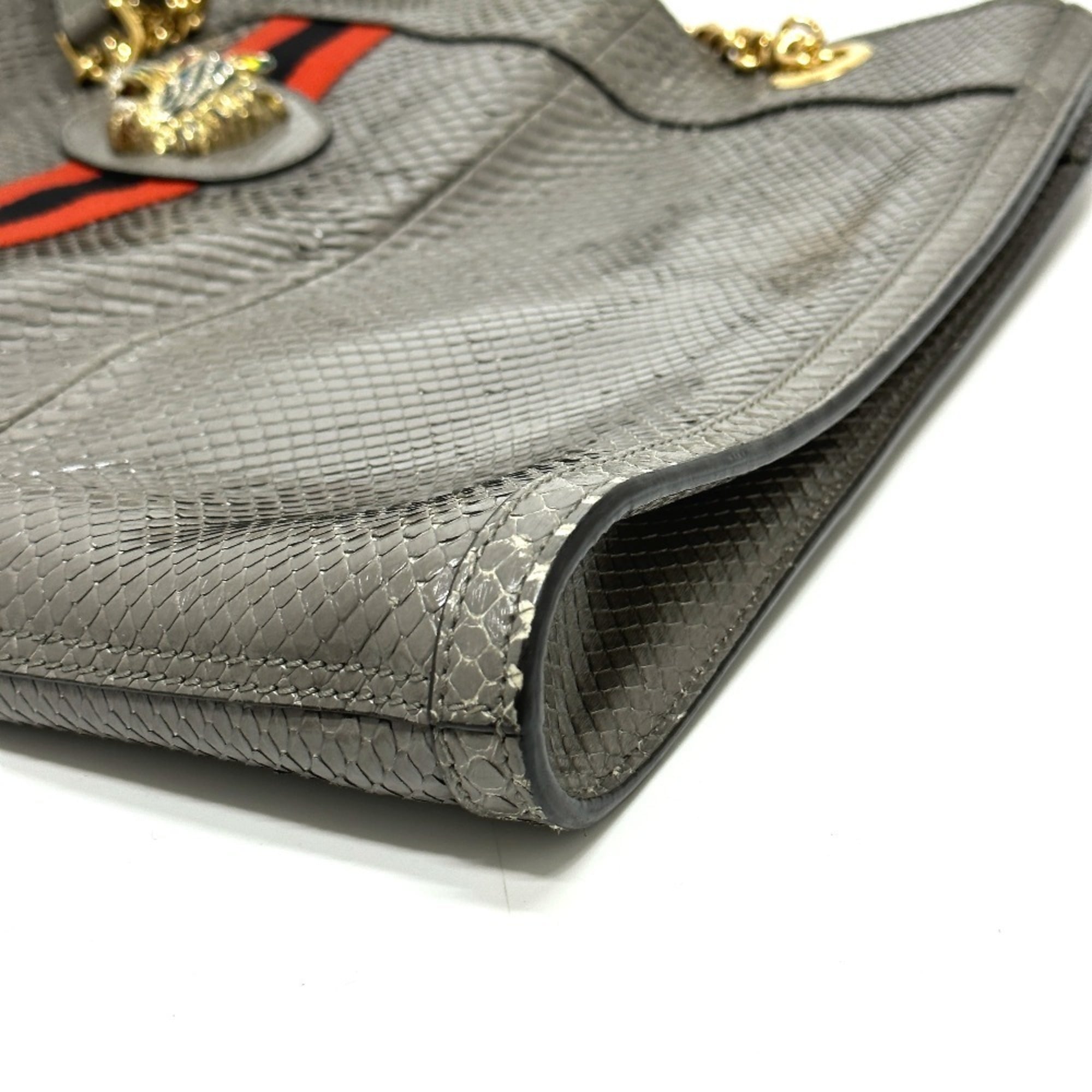 Gucci Gray Leather Shoulder Bag Tote Bag (Pre-Owned)