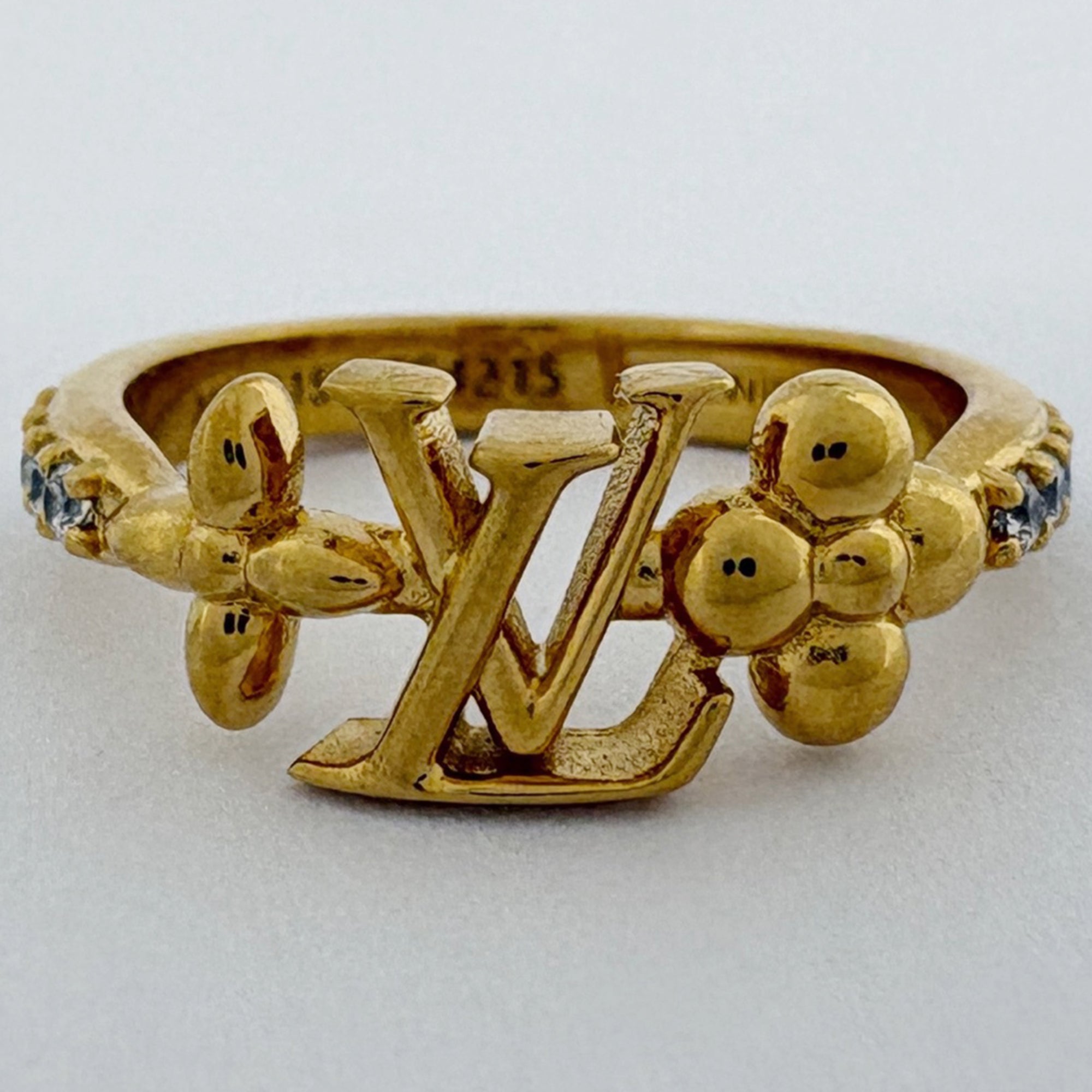 Louis Vuitton Gold Gold Plating Rhinestone Band Ring (Pre-Owned)