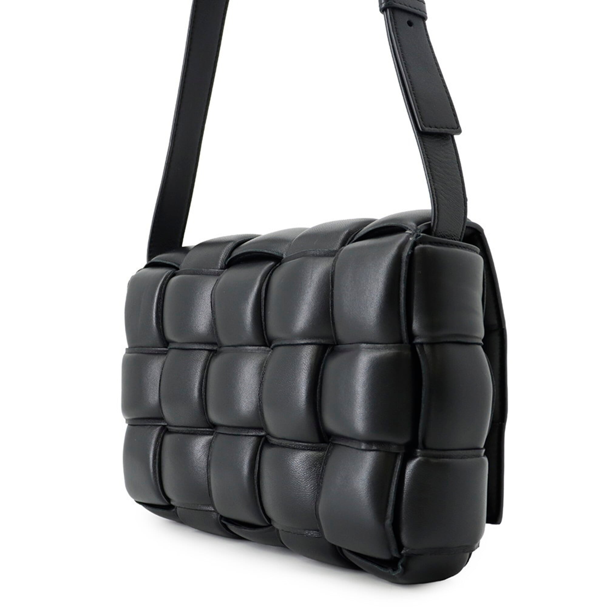 Bottega Veneta Black Leather Handbag Shoulder Bag (Pre-Owned)