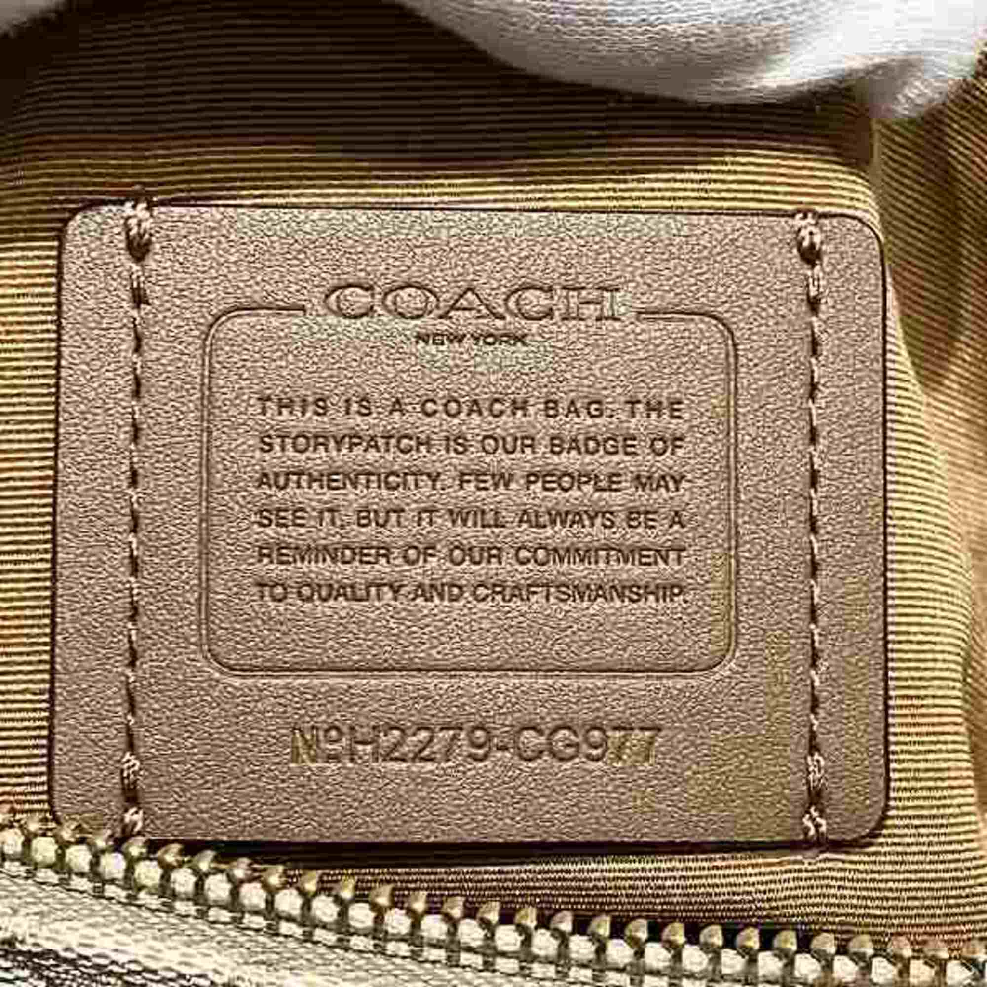 Coach Light Beige White Canvas Leather Tote Bag (Pre-Owned)