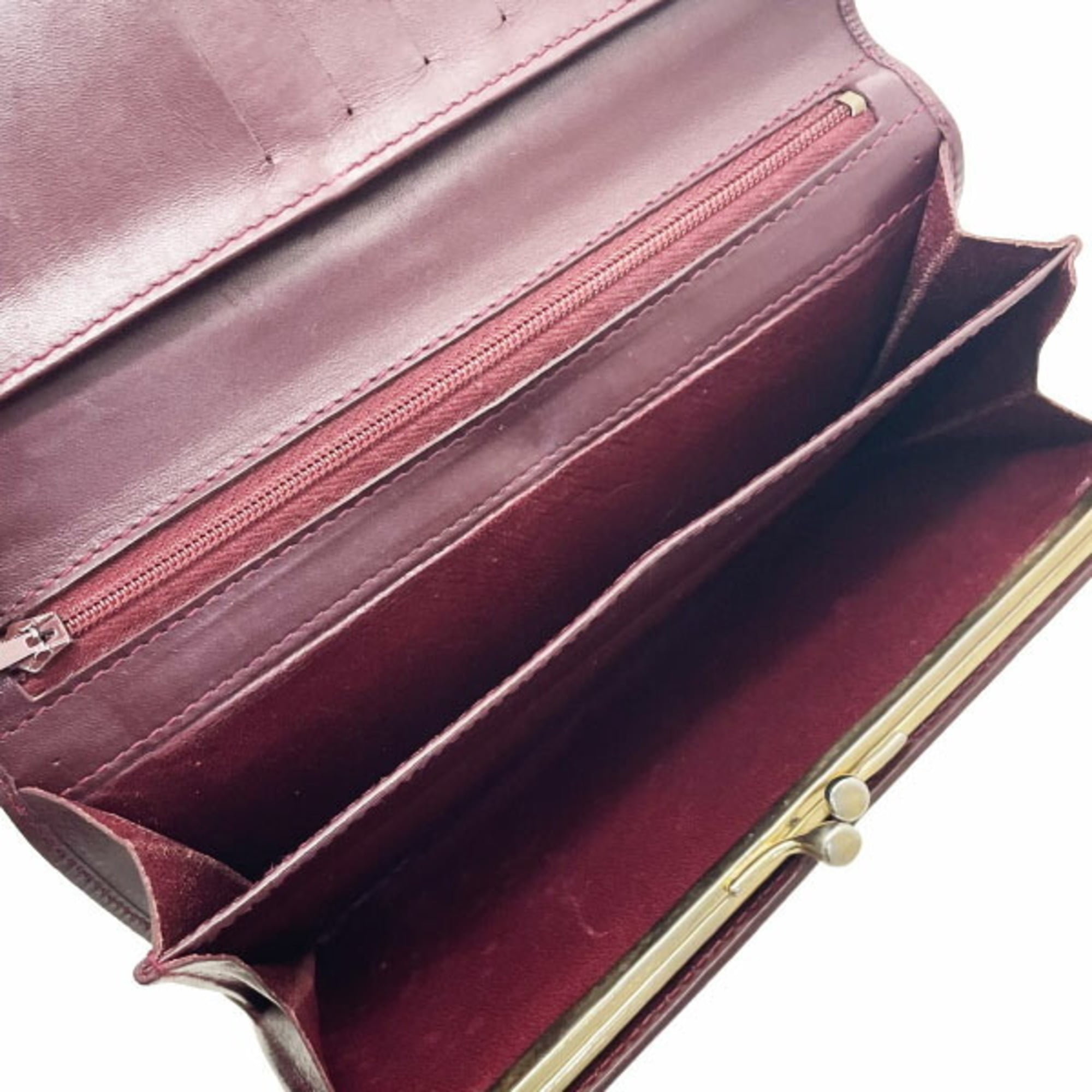 Gucci Bordeaux Leather Long Wallet (Bi-Fold) (Pre-Owned)
