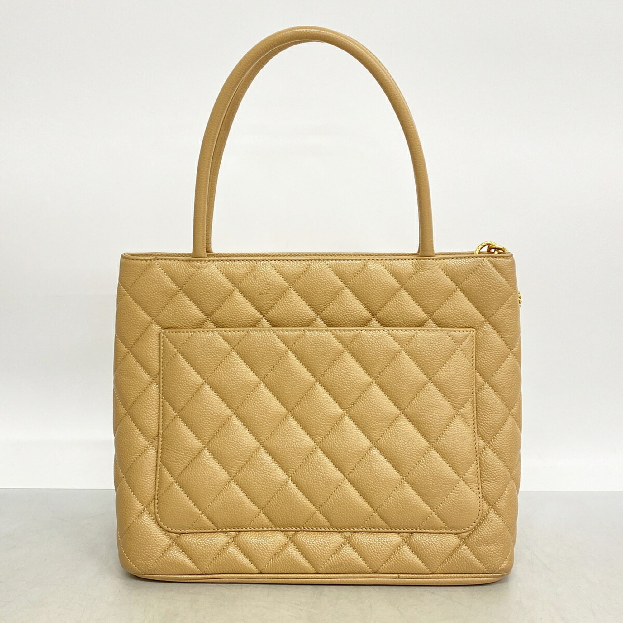 Chanel Beige Grained Calfskin Tote Bag (Pre-Owned)