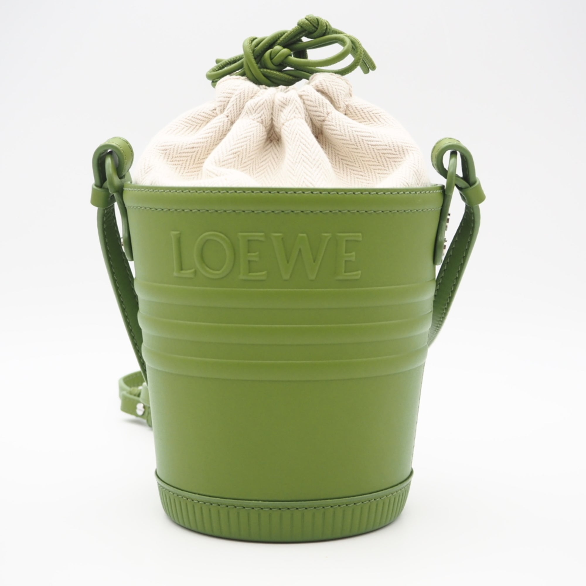 Loewe Green Canvas Leather Shoulder Bag (Pre-Owned)