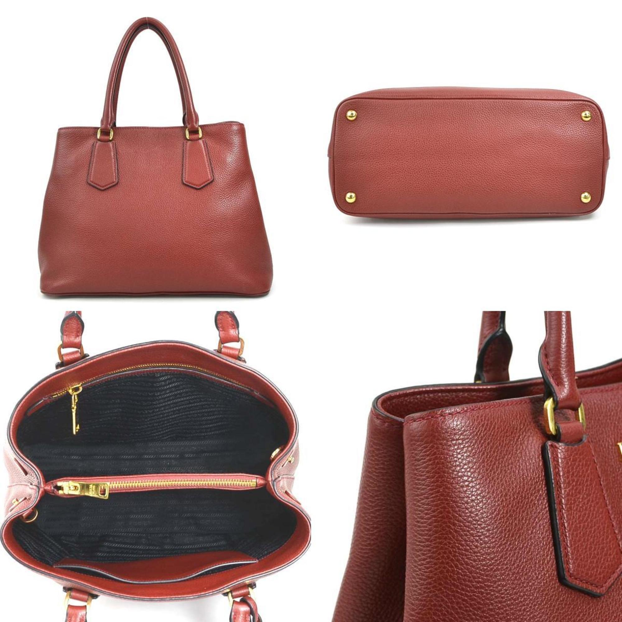 Prada Dark Red Leather Handbag (Pre-Owned)