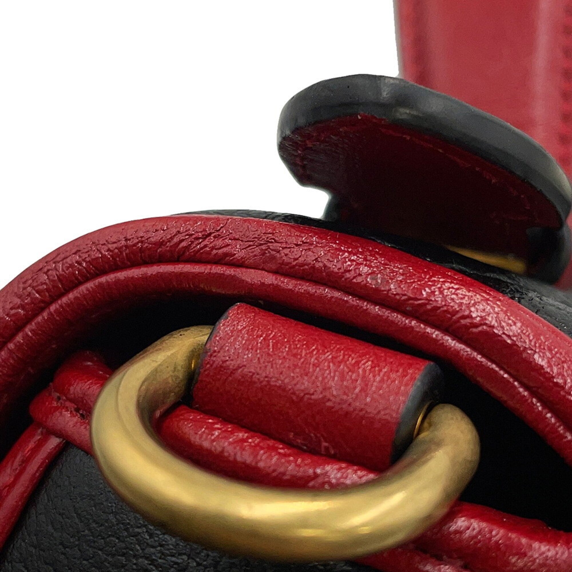 Gucci Gg Marmont Black Red Color Leather Handbag Shoulder Bag (Pre-Owned)