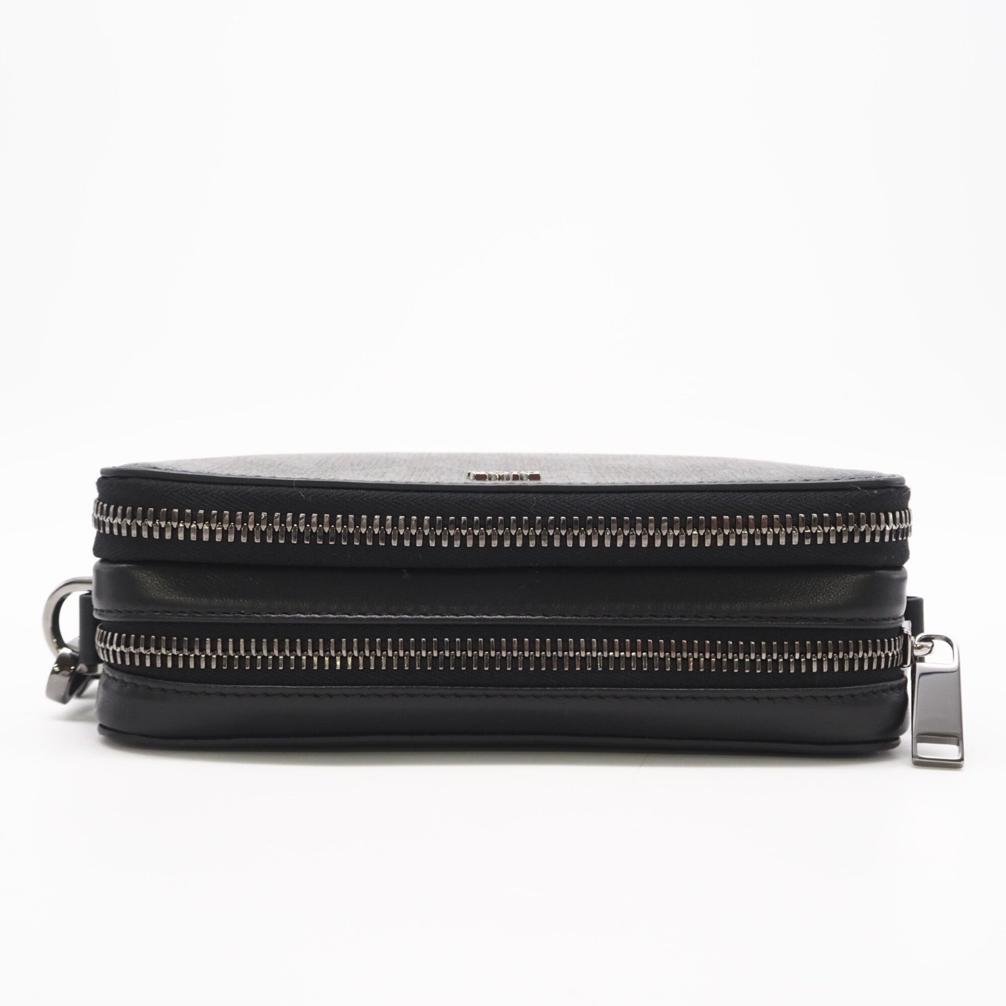 Christian Dior Black Gray Coated Canvas Leather Shoulder Bag (Pre-Owned)